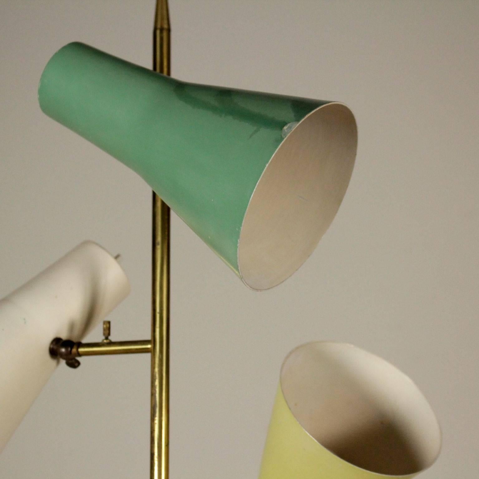 Italian Floor Lamp Lacquered Aluminium Brass Marble Vintage, Italy, 1950s