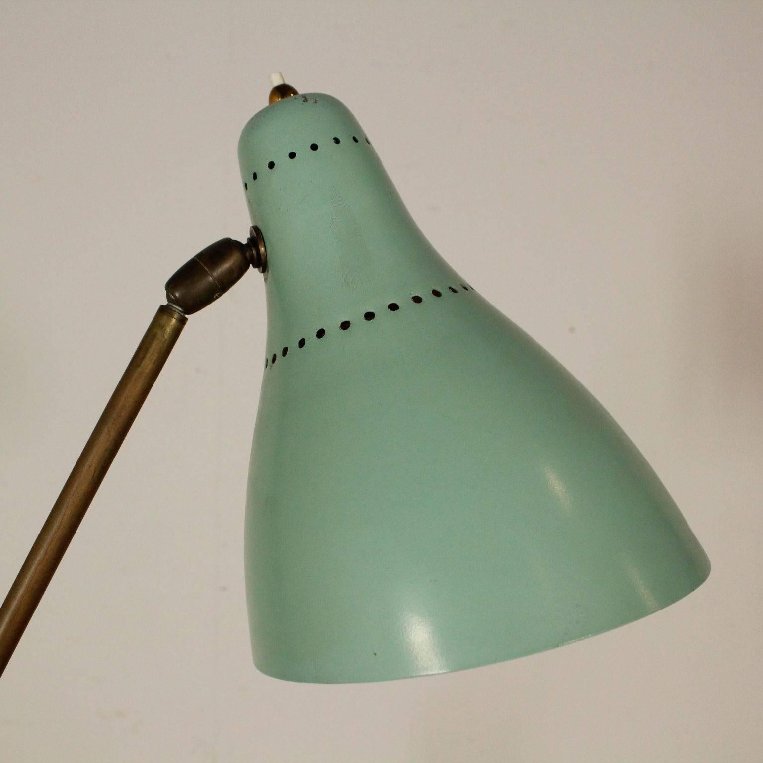 Italian Floor Lamp Lacquered Aluminium Brass Marble Vintage, Italy, 1950s