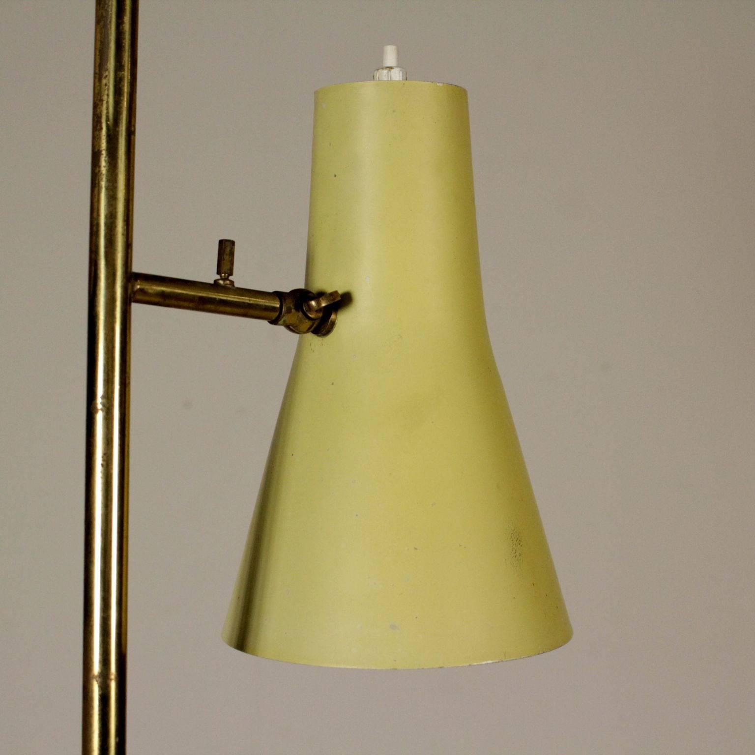 Mid-20th Century Floor Lamp Lacquered Aluminium Brass Marble Vintage, Italy, 1950s