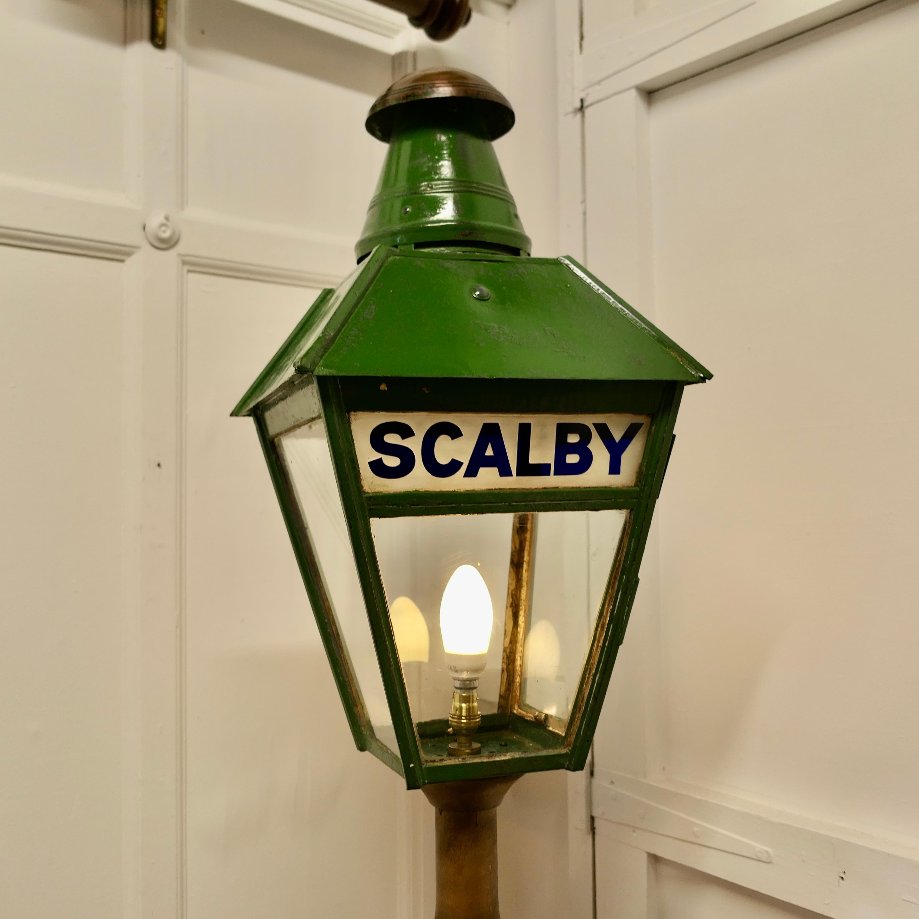 Floor Lamp Lantern from Scalby Station N.E.R. set on a Column    In Good Condition For Sale In Chillerton, Isle of Wight