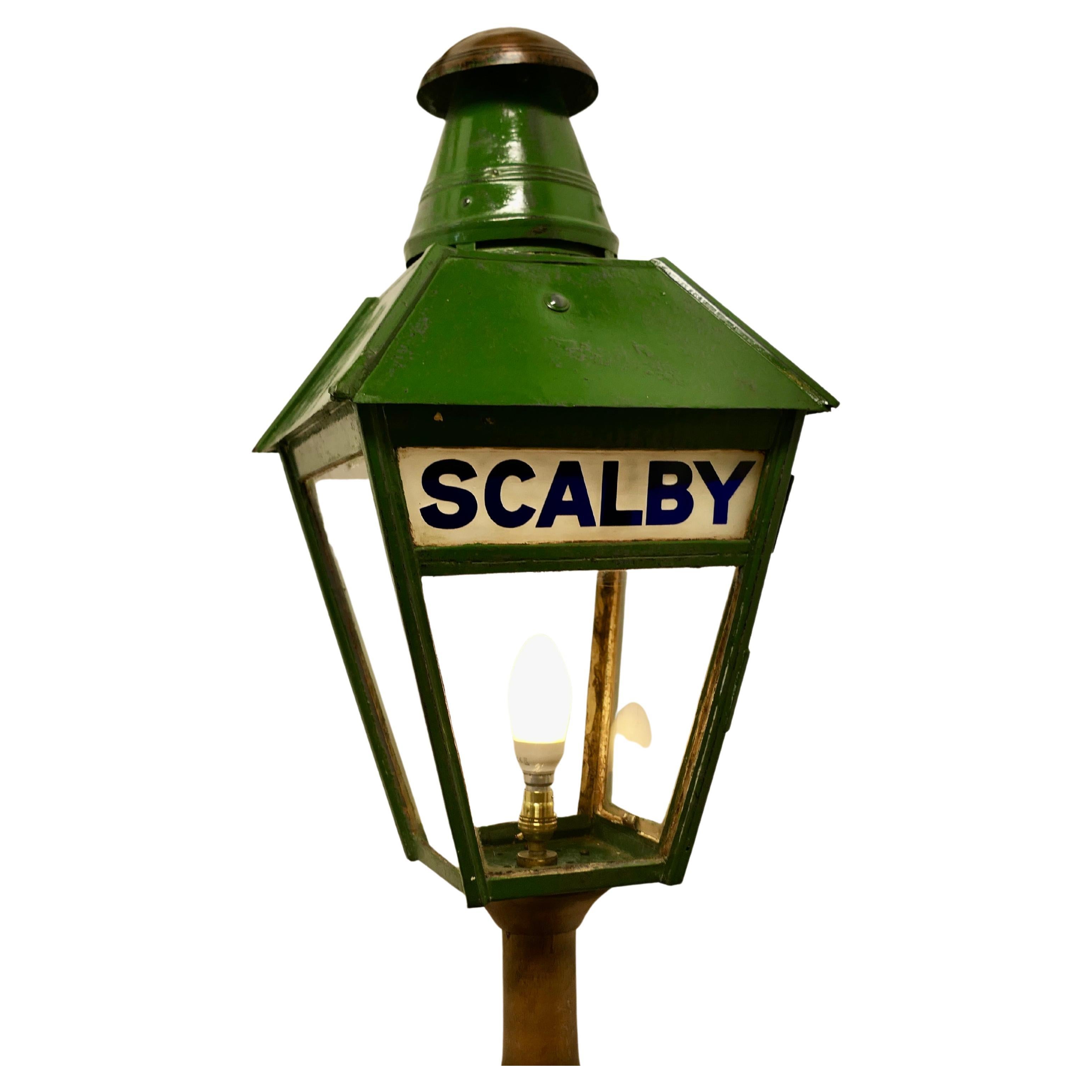 Floor Lamp Lantern from Scalby Station N.E.R. set on a Column    For Sale