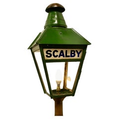 Antique Floor Lamp Lantern from Scalby Station N.E.R. set on a Column   