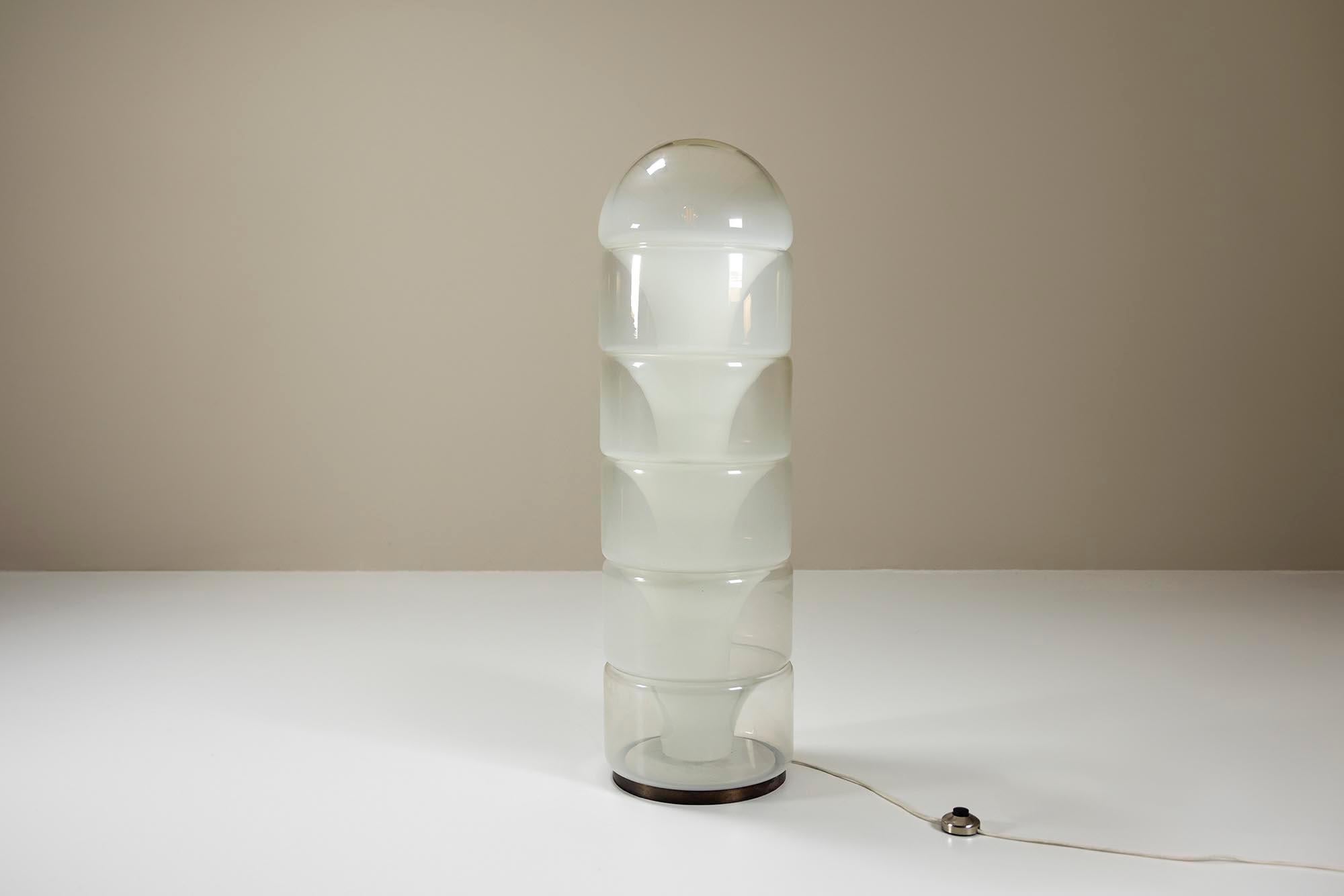 Italian Floor lamp LT 316 in White-shaded Glass by Carlo Nason for AV Mazzega