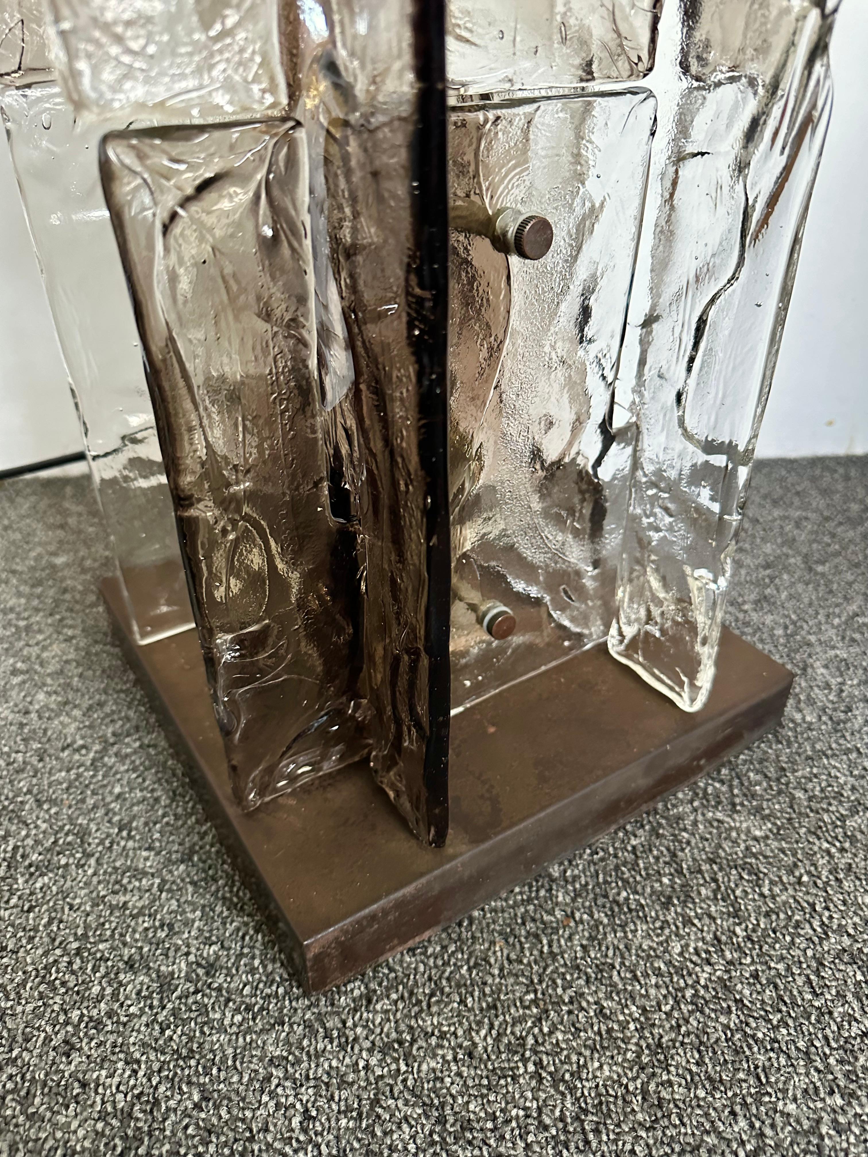 Patinated Floor Lamp LT379 Murano Glass and Brass by Carlo Nason for Mazzega, Italy, 1970s For Sale