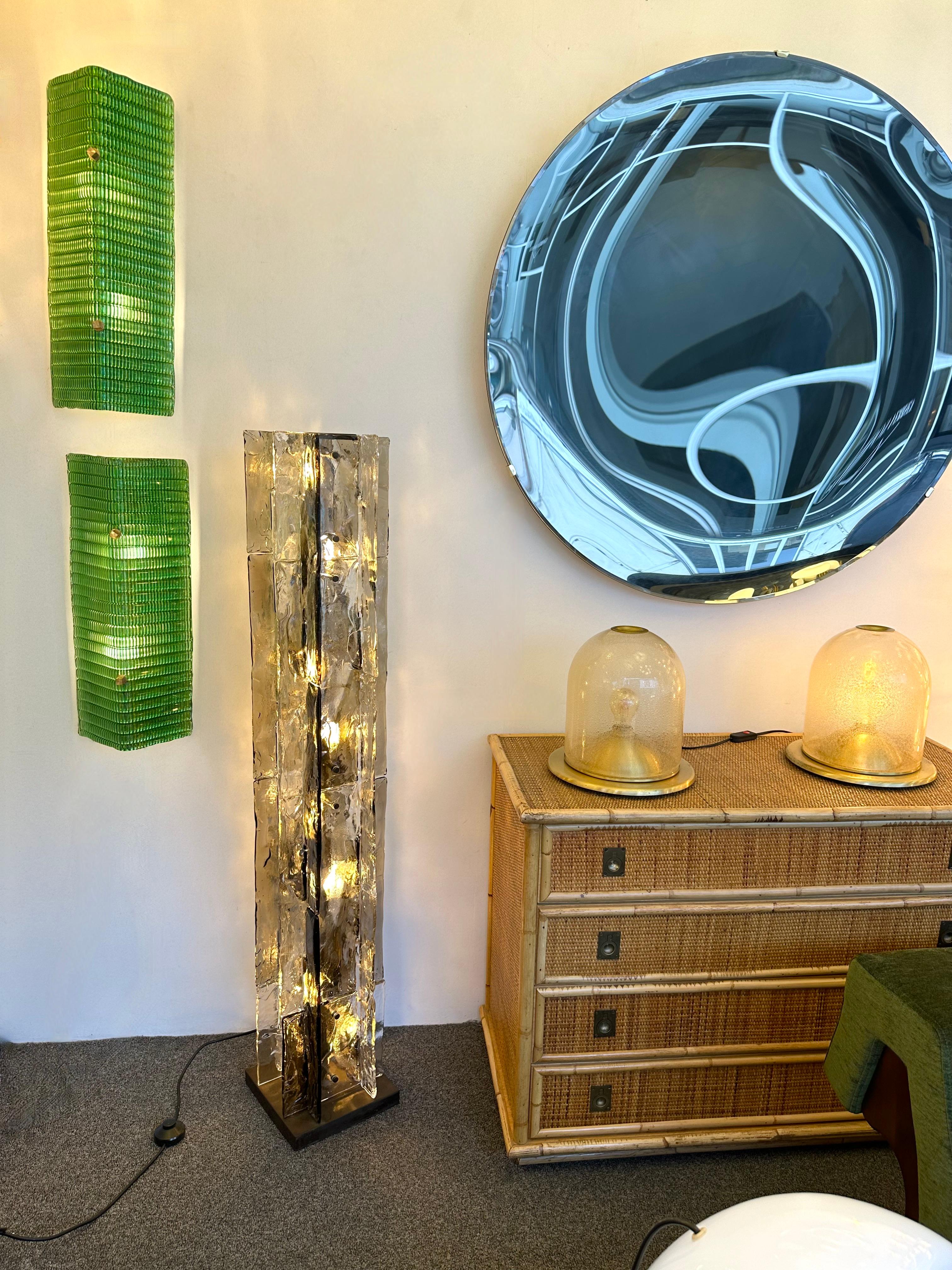 Metal Floor Lamp LT379 Murano Glass and Brass by Carlo Nason for Mazzega, Italy, 1970s For Sale