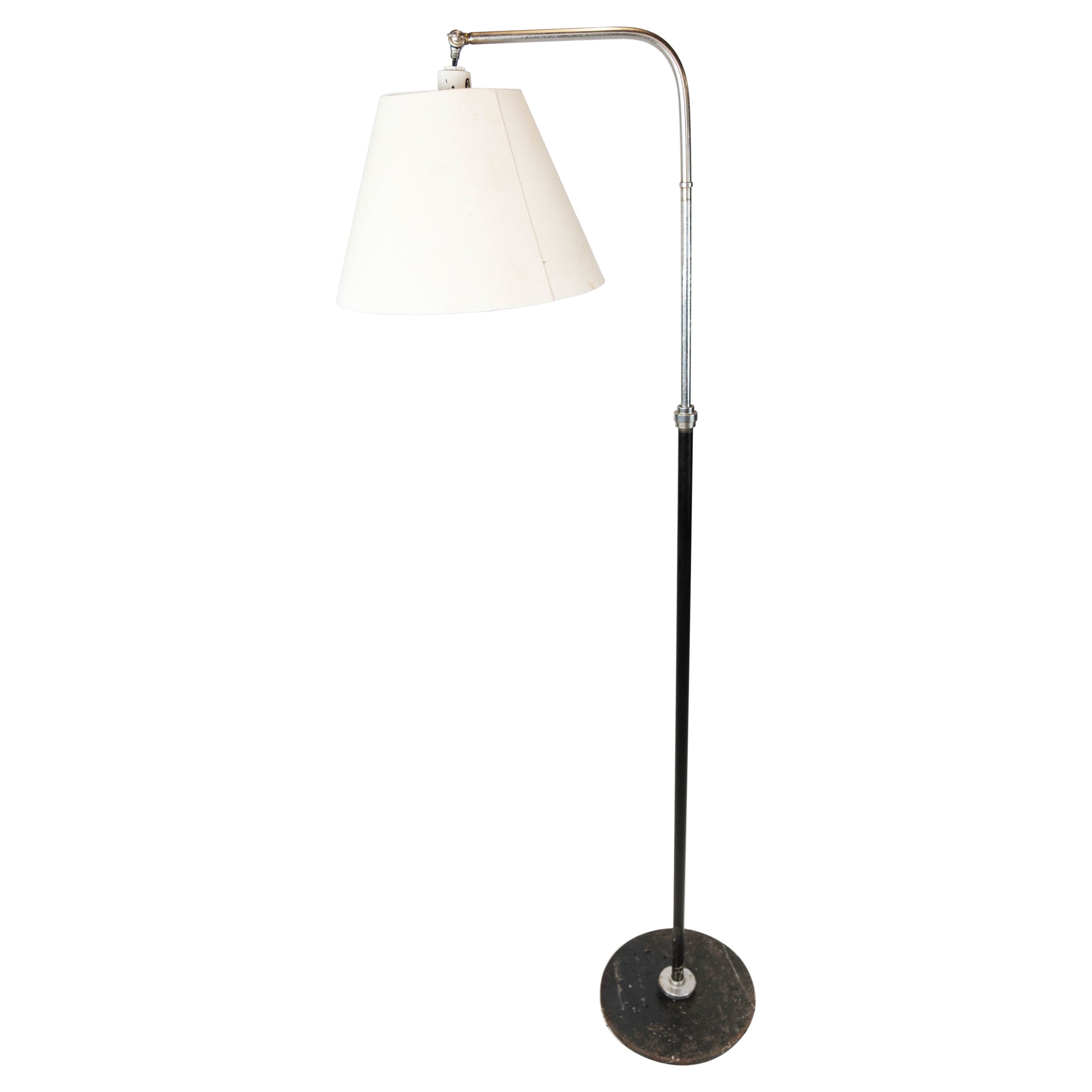 Lampadaire en chrome et métal peint en noir, design danois des années 1970