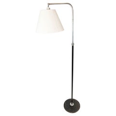 Lampada da terra in metallo cromato e verniciato nero, design danese degli anni '70