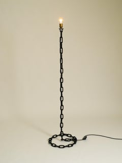 Floor Lamp made of Welded Black Chains in Brutalist Design Franz West Style 1970