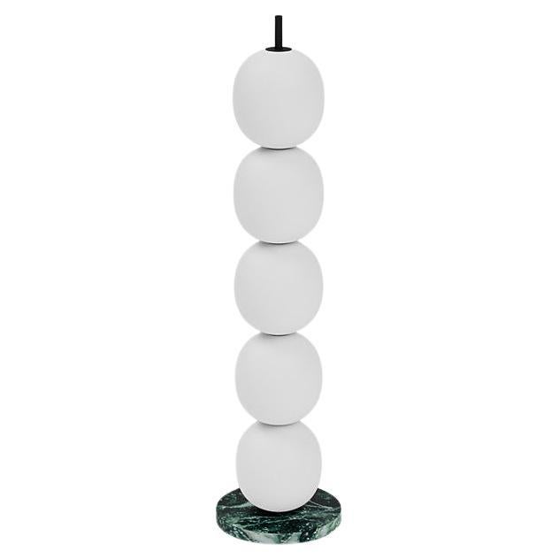 Floor Lamp 'Mainkai 5' by Man of Parts 
Signed by Sebastian Herkner

Opaque glass blown globes with powder coated stem
Stone base: Nero Marquina Marble, Travertine or Verde Alpi
Model shown: 3 globes, Travertine base

Dimensions: 
H. 121 x 30