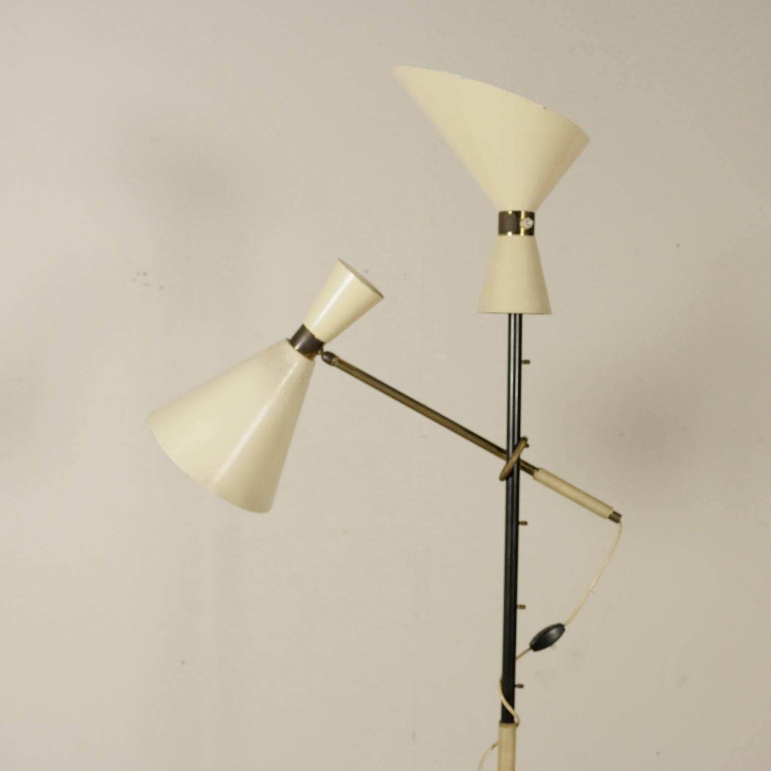 Mid-20th Century Floor Lamp Metal Brass Lacquered Aluminium Vintage, Italy, 1950s