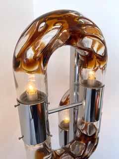 Floor Lamp Metal Chrome Murano Glass by Aldo Nason for Mazzega, Italy, 1970s