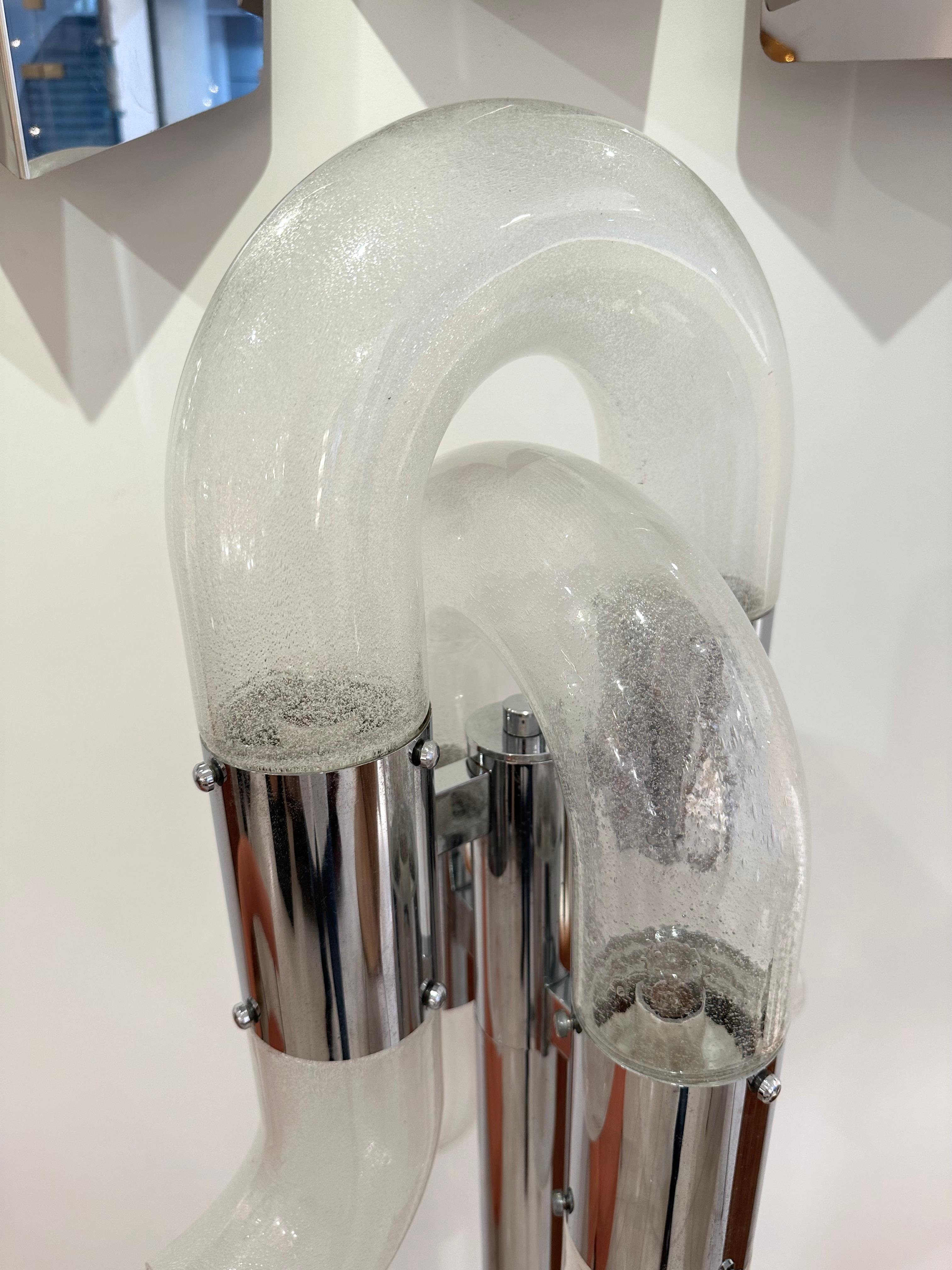 Stehlampe aus Metall-Chrom-Muranoglas von Aldo Nason für Mazzega, Italien, 1970er Jahre (Ende des 20. Jahrhunderts) im Angebot