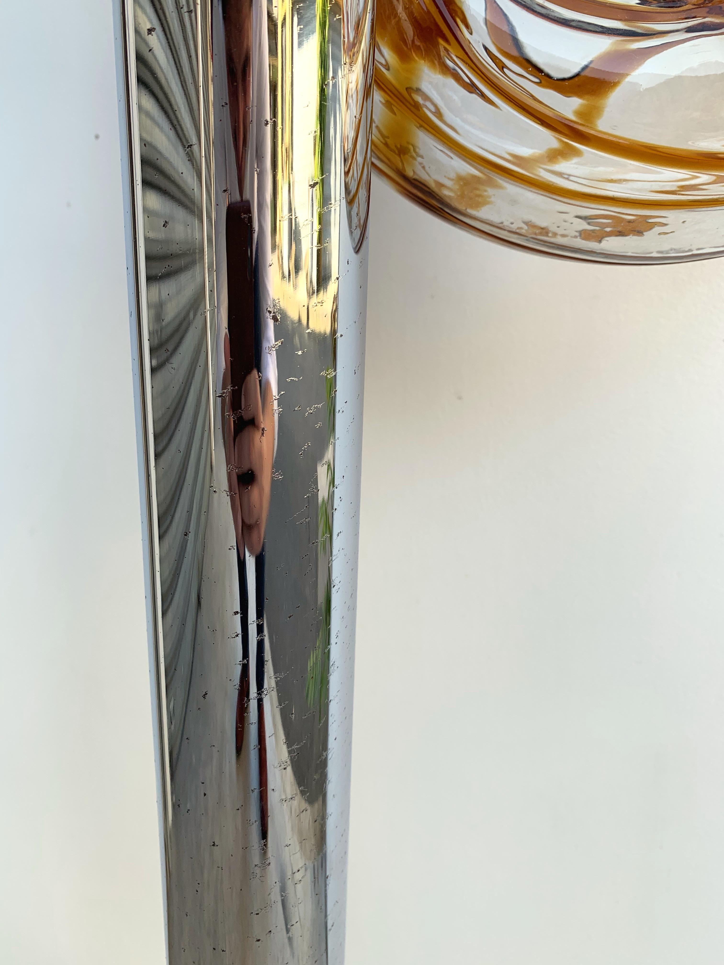 Floor Lamp Metal Chrome Murano Glass by Aldo Nason for Mazzega, Italy, 1970s 1