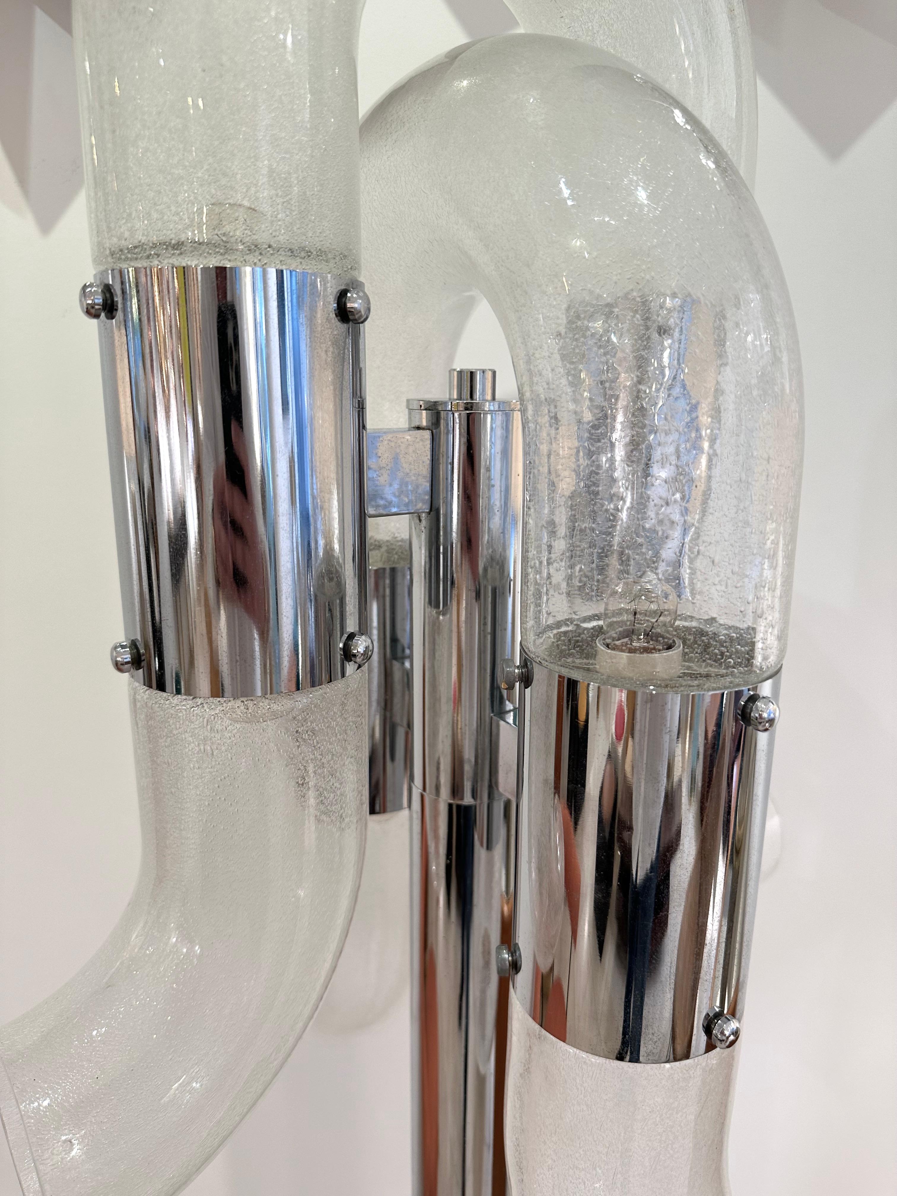 Stehlampe aus Metall-Chrom-Muranoglas von Aldo Nason für Mazzega, Italien, 1970er Jahre (Glas) im Angebot