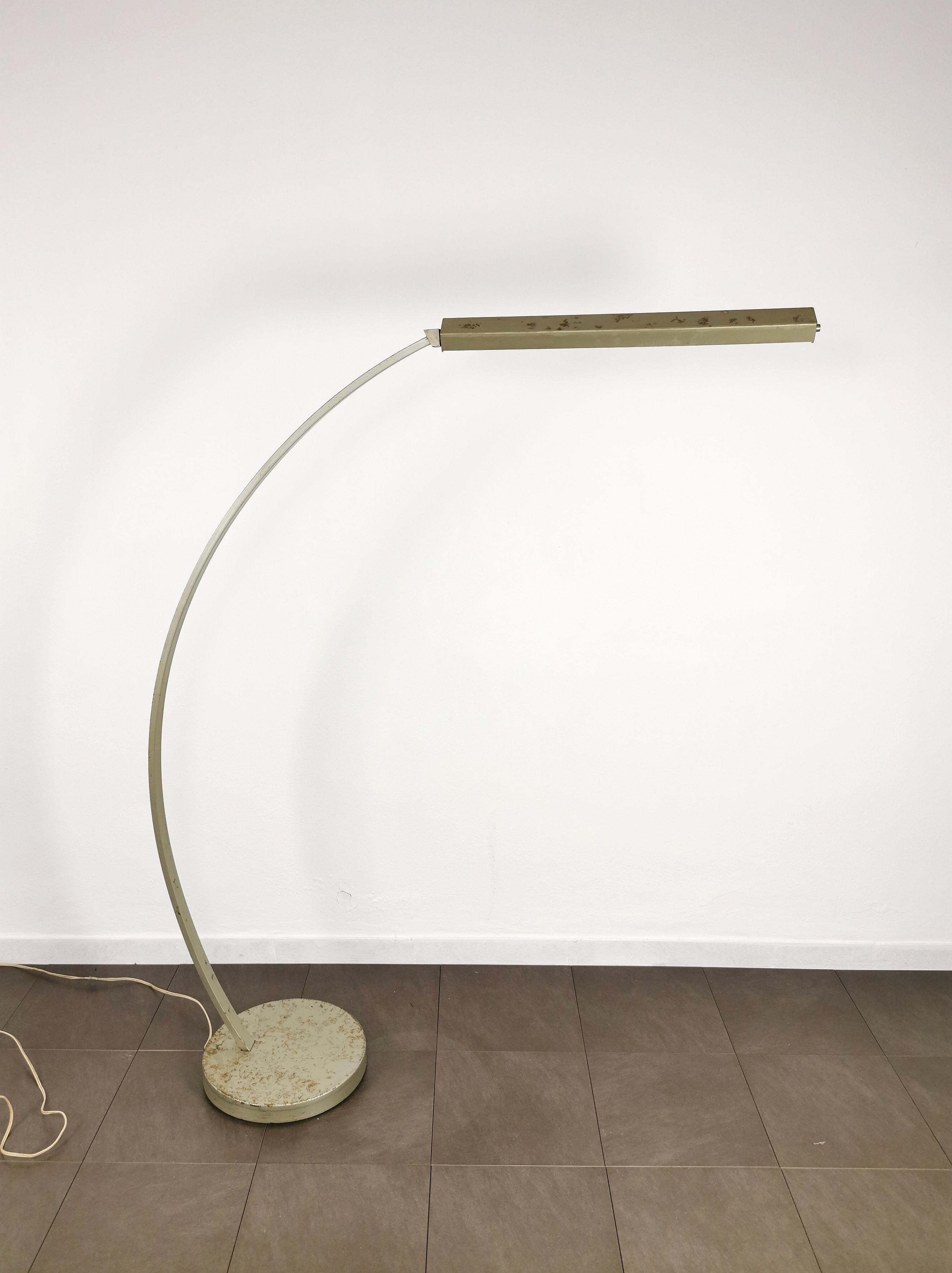 Mid-Century Modern Floor Lamp Metal Grey More Lighting Midcentury Italian Design 1960s For Sale
