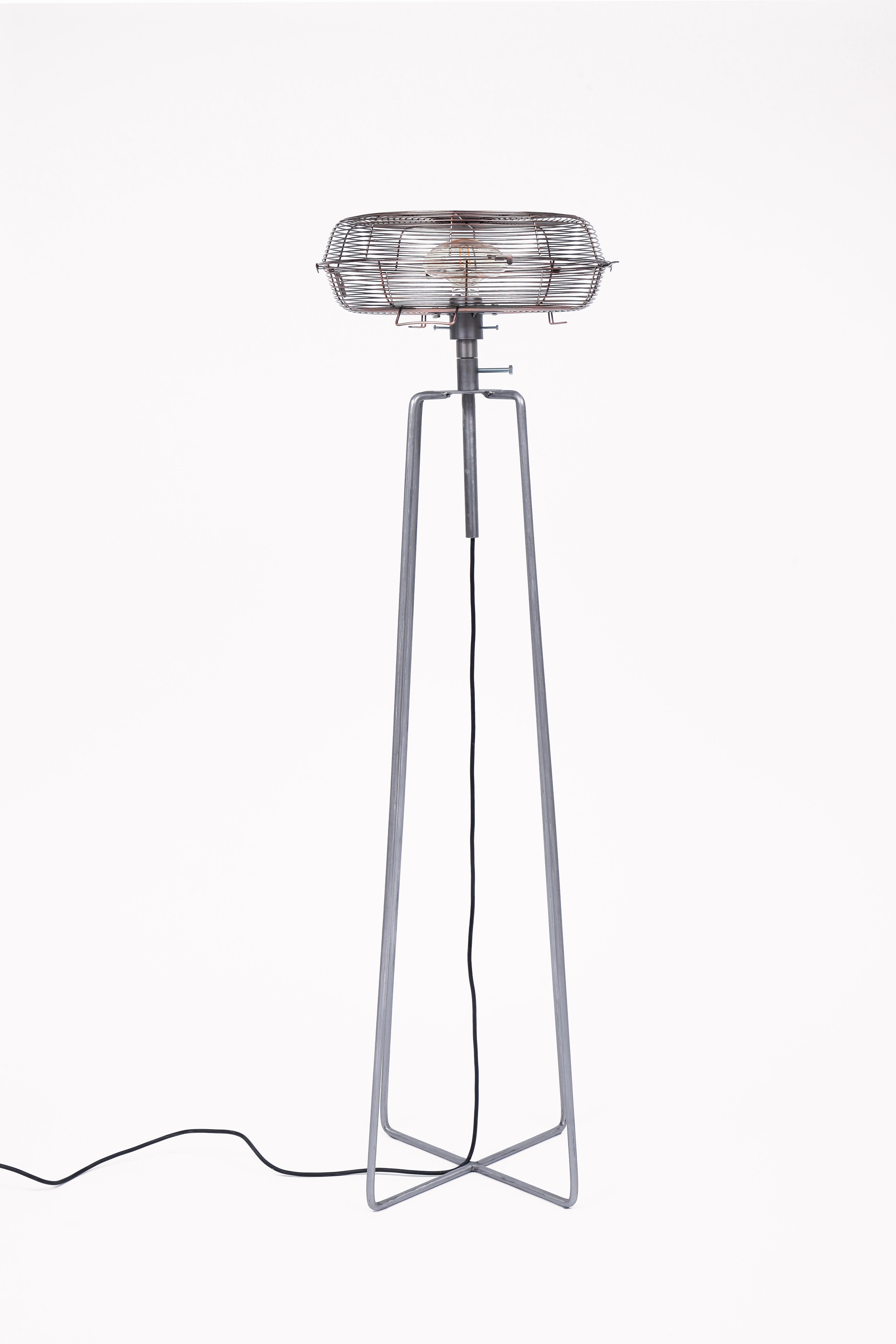 Contemporary upcycled floor lamp made from a reclaimed industrial fan In New Condition For Sale In Barcelona, ES