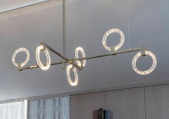 Floor Lamp Metal Structur Polished Champagne Finish Decorative Methacrylate Ring