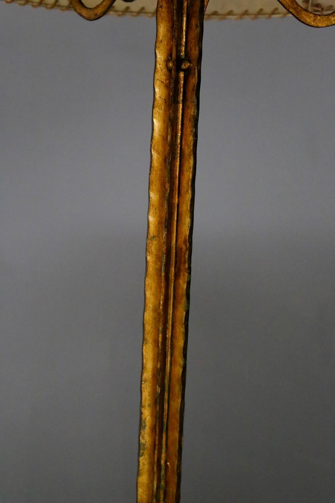 Mid-20th Century Floor Lamp Midcentury by Marc du Plantier in Brass and Parchment, 1960s