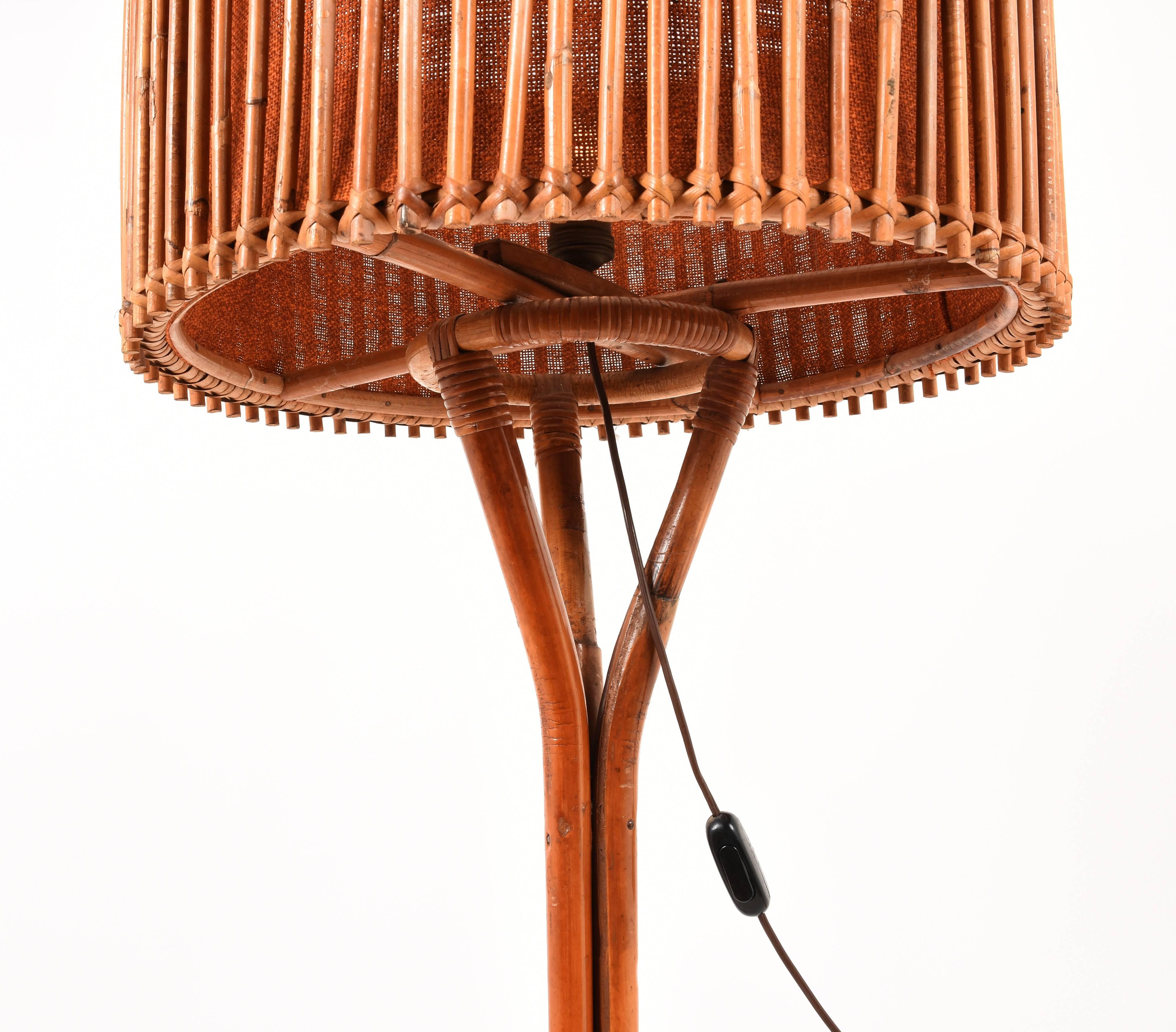 Floor Lamp, Midcentury Franco Albini Style Bamboo and Rattan, Italy, 1960s 2