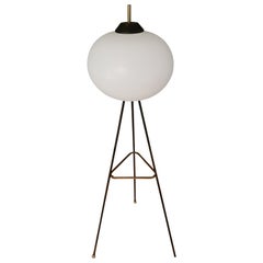 Floor Lamp Midcentury in Brass and Metal Italy Design, 1950s