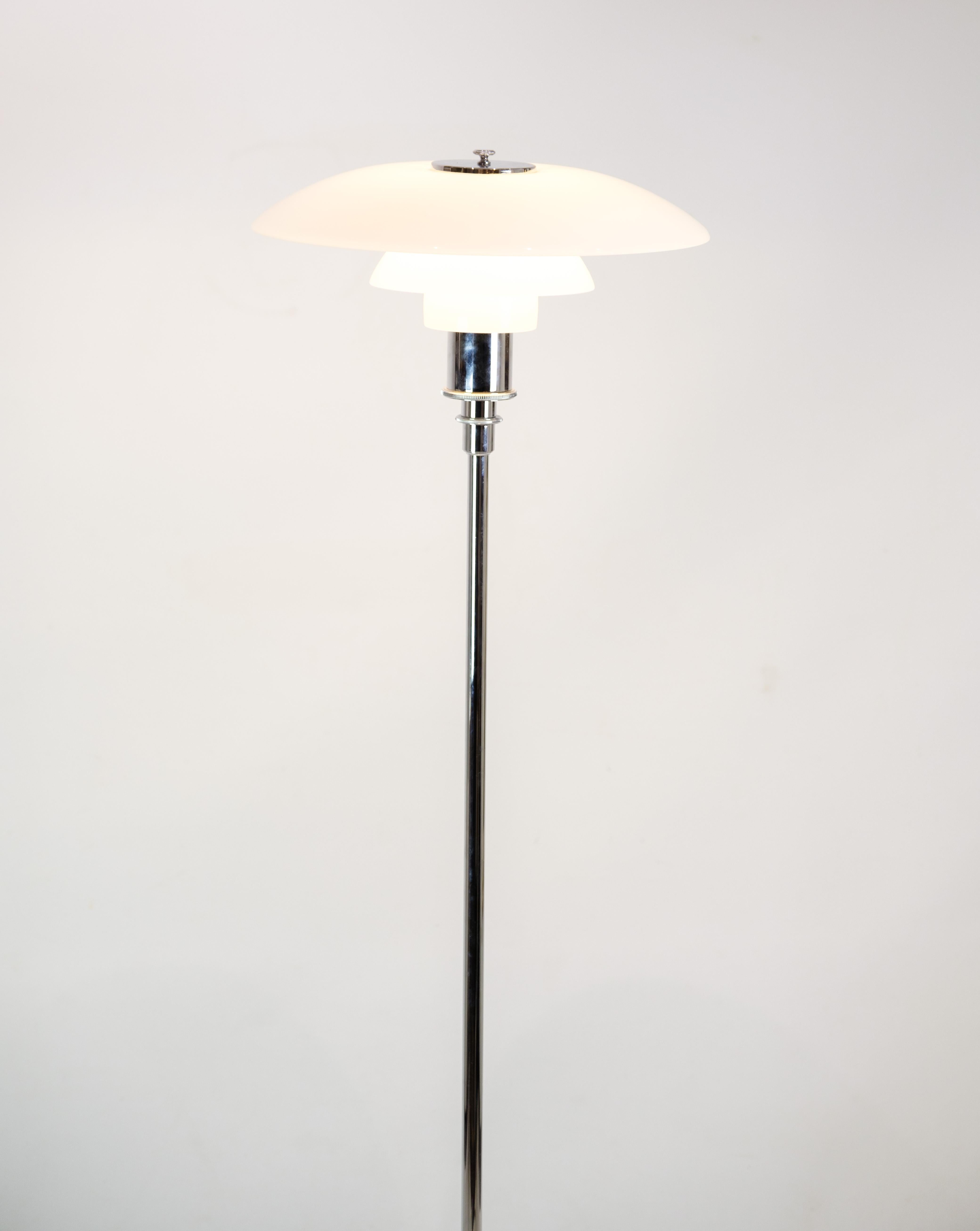 Danish Floor Lamp Model 3½-2½ In Chrome By Poul Henningsen For Louis Poulsen From 1980s For Sale