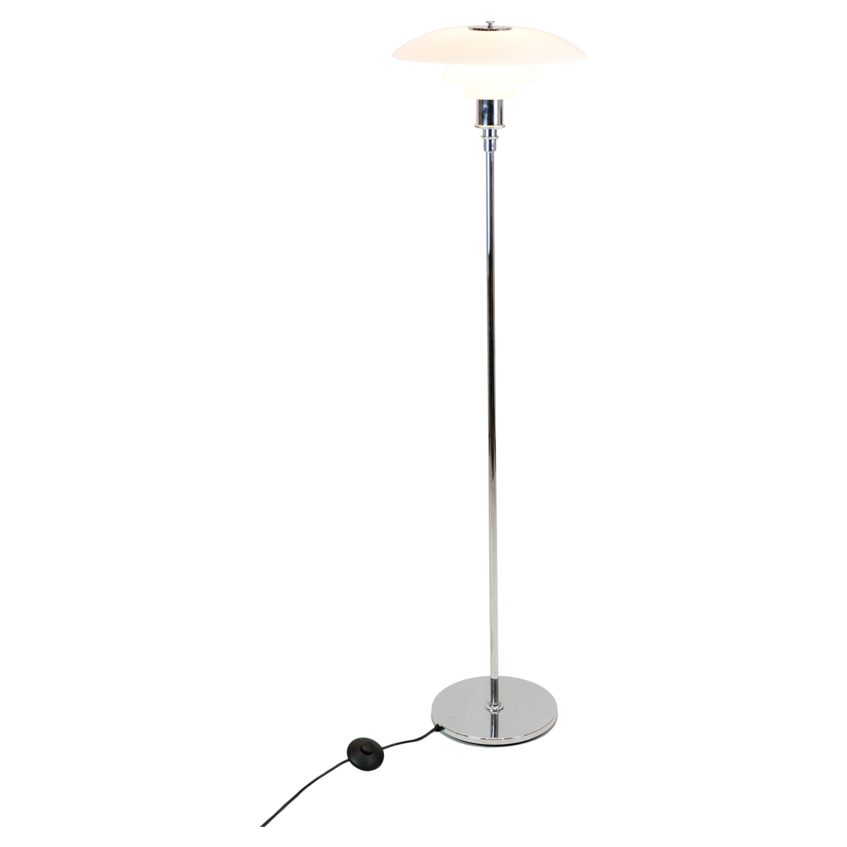 Floor Lamp Model 3½-2½ In Chrome By Poul Henningsen For Louis Poulsen From 1980s For Sale