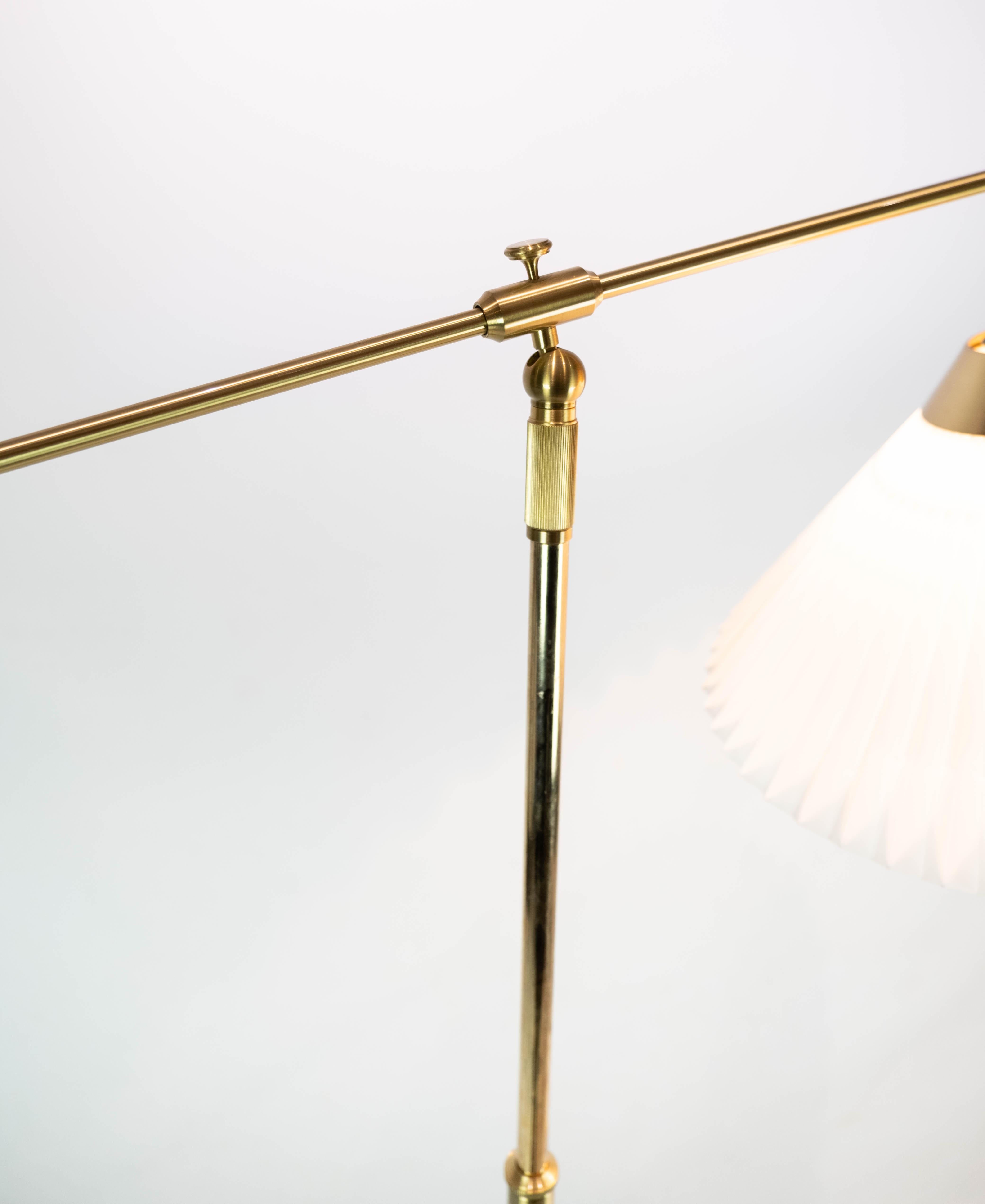 Scandinavian Modern Floor Lamp, Model 349, in Brass and Black Metal, by Le Klint