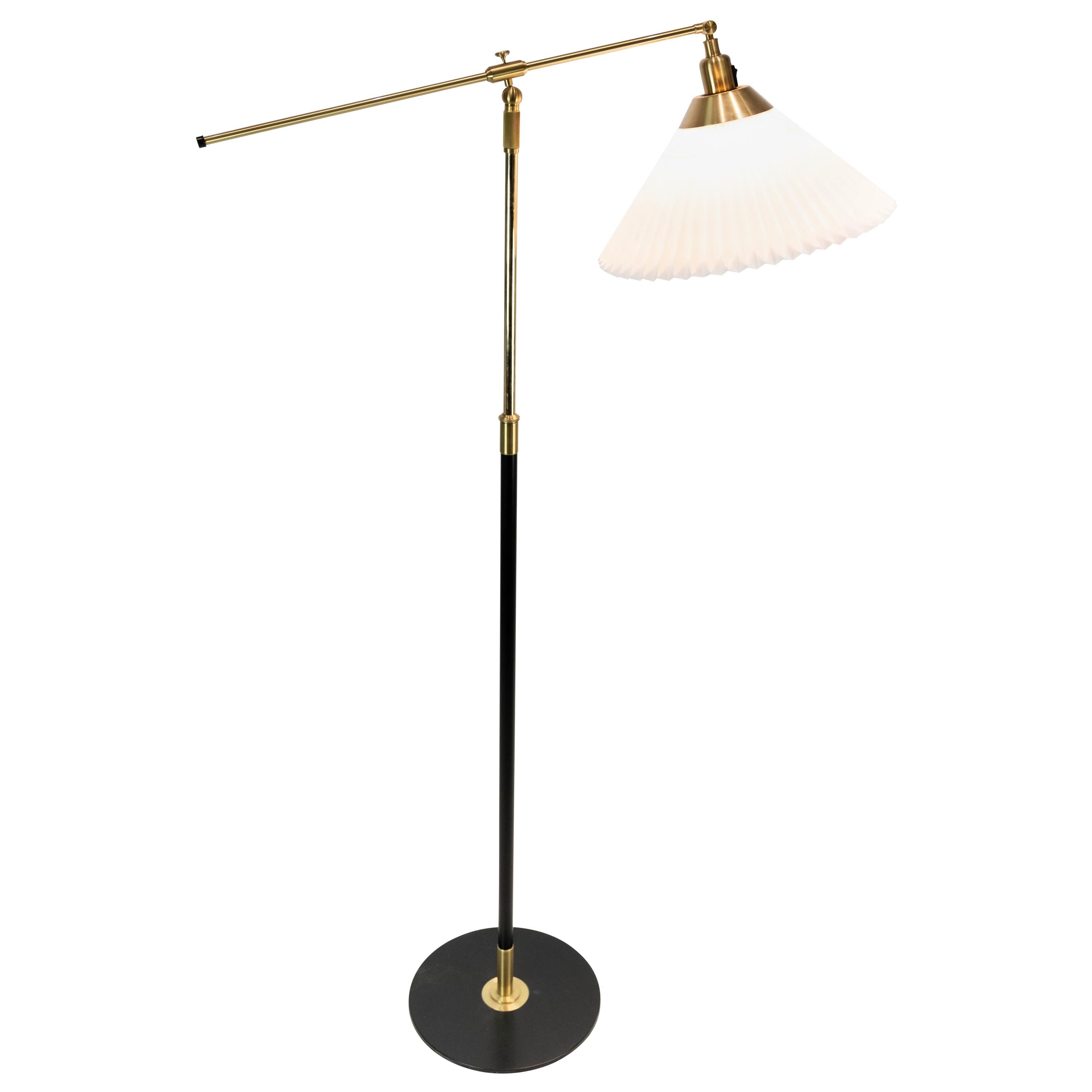 Floor Lamp, Model 349, in Brass and Black Metal, by Le Klint