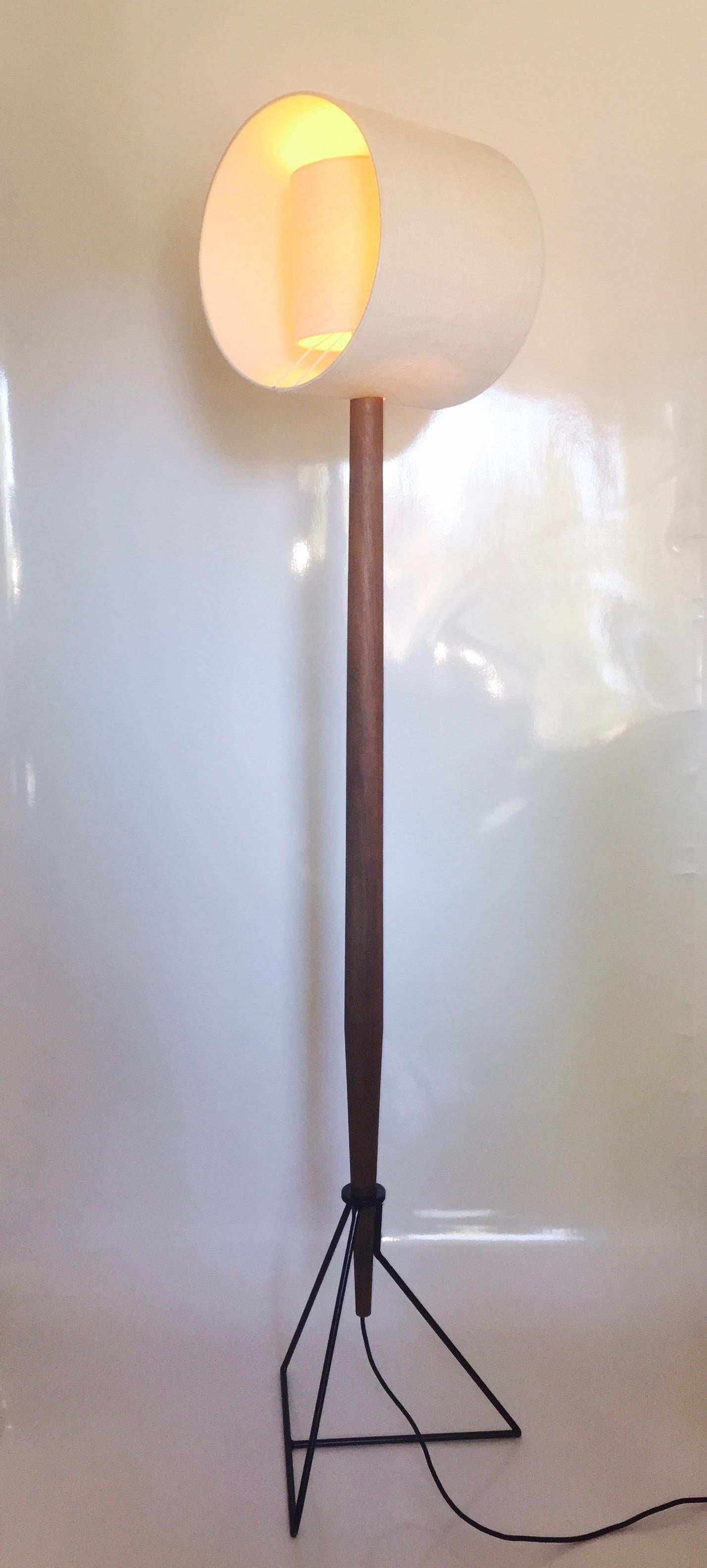 Other Floor Lamp 'Moore' in American Walnut and Shades in Raw Silk For Sale