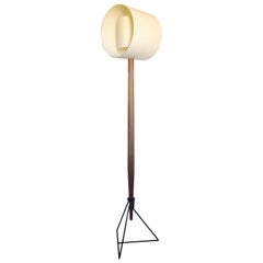 Floor Lamp 'Moore' in American Walnut and Shades in Raw Silk
