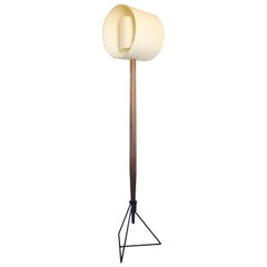 Floor Lamp 'Moore' in American Walnut and Shades in Raw Silk