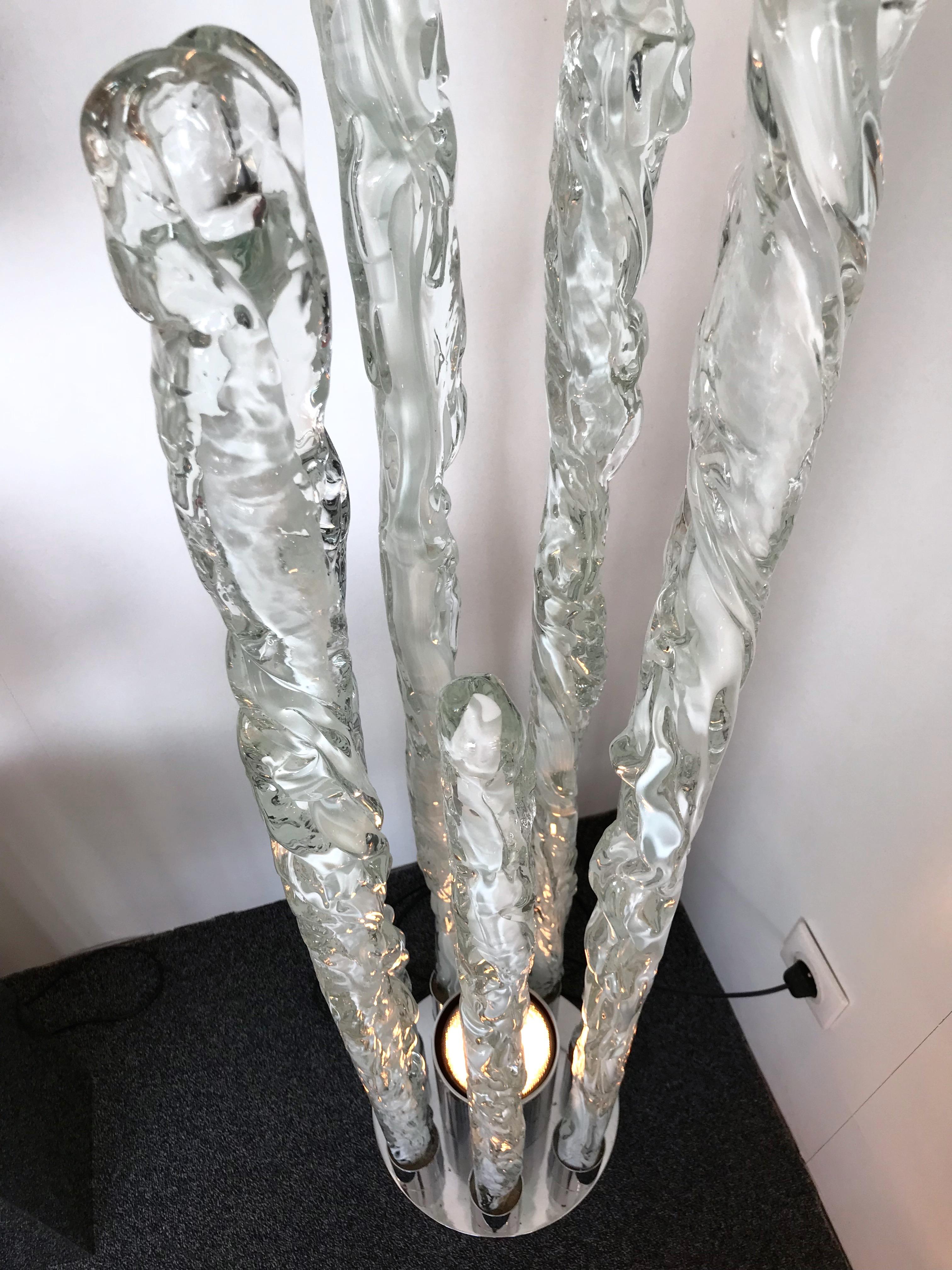 Floor Lamp Murano Glass Excalibur by Ettore Gino Poli for Sothis, Italy, 1970s In Excellent Condition For Sale In SAINT-OUEN, FR
