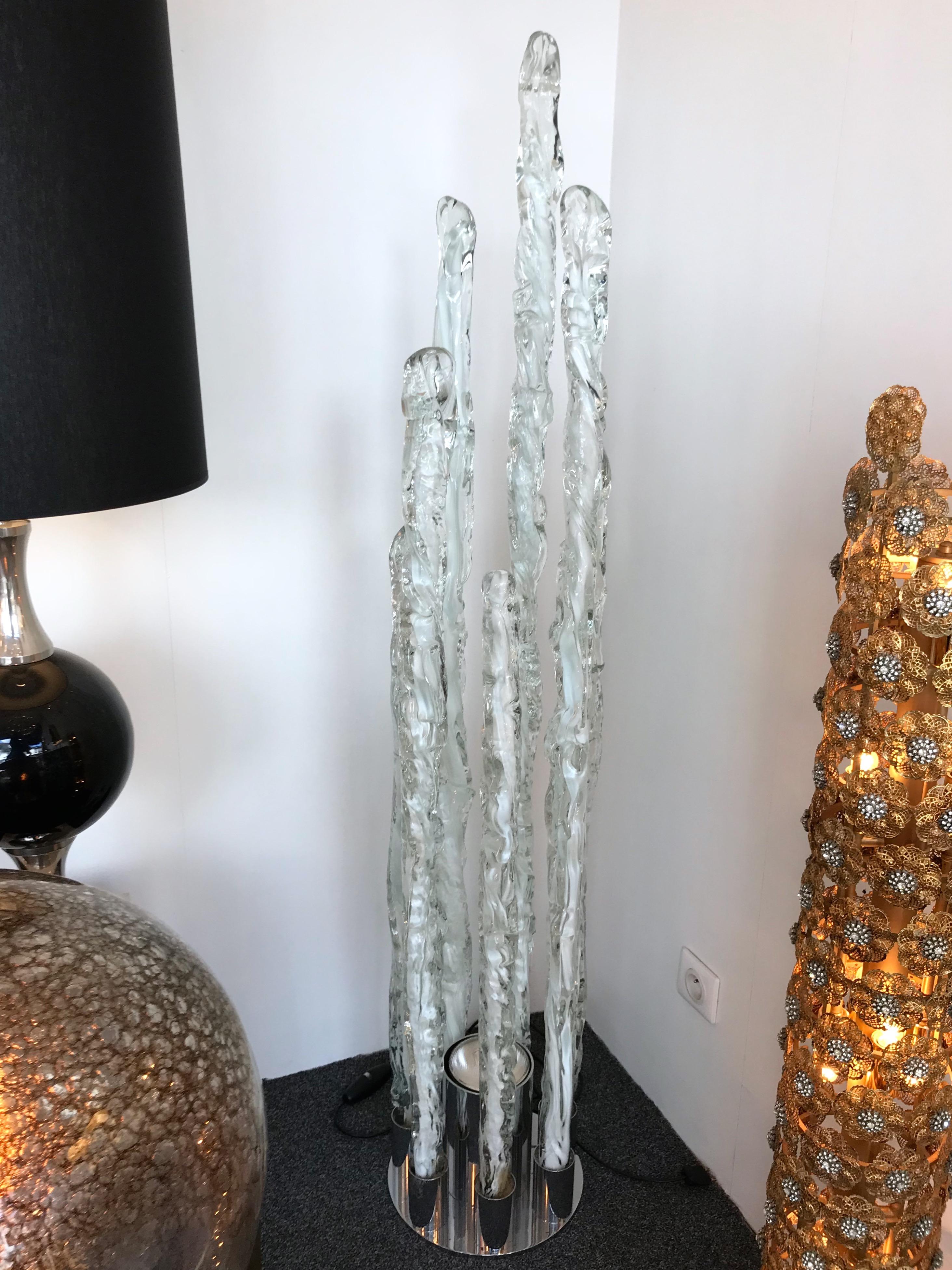 Metal Floor Lamp Murano Glass Excalibur by Ettore Gino Poli for Sothis, Italy, 1970s For Sale