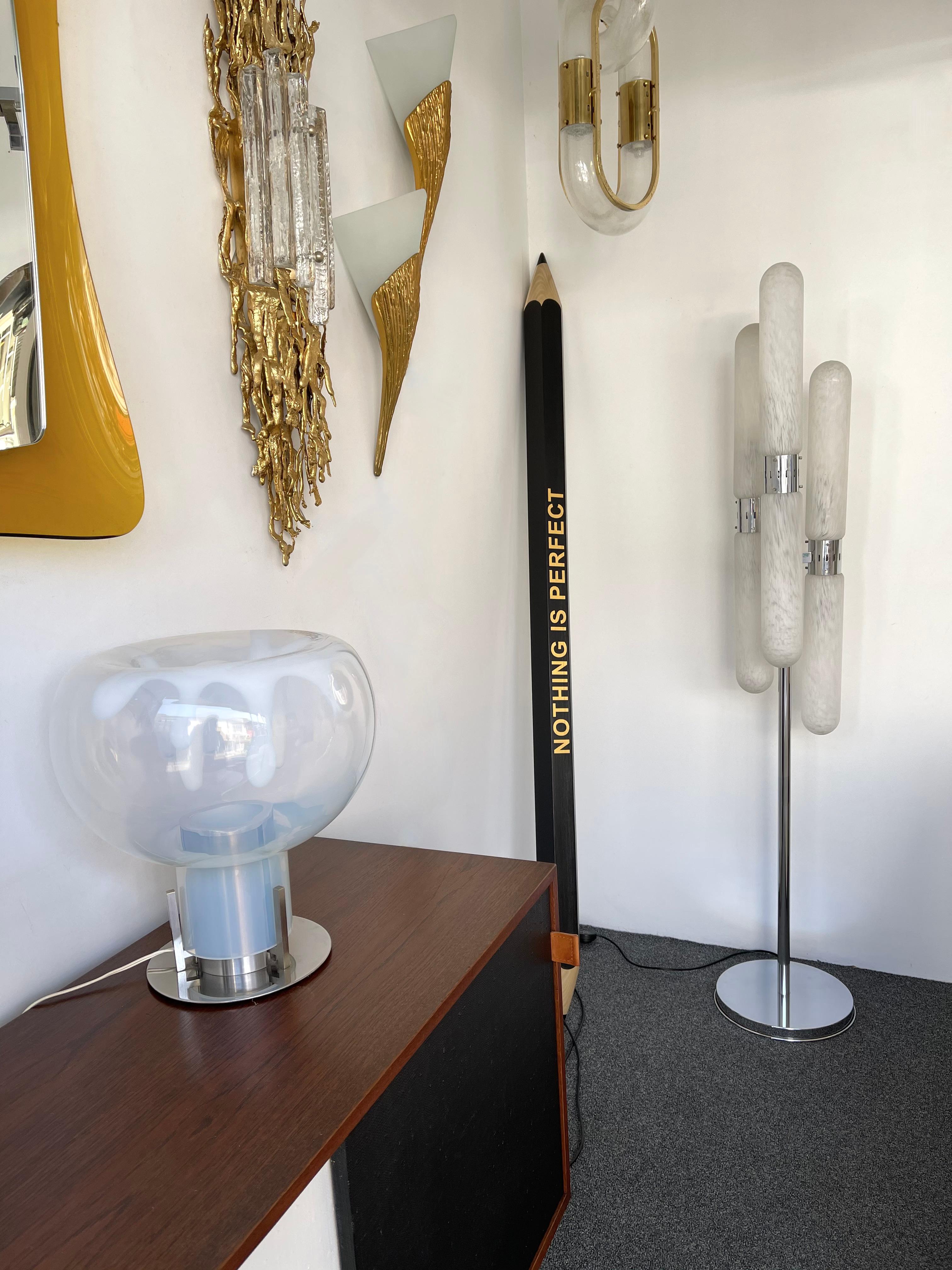 Floor Lamp Murano Glass Metal Chrome by Mazzega, Italy, 1970s In Good Condition For Sale In SAINT-OUEN, FR