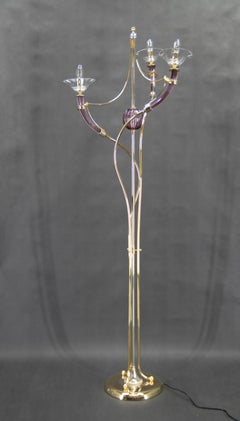 Lámpara de pie de cristal de Murano Tiffany, Italia, años 80