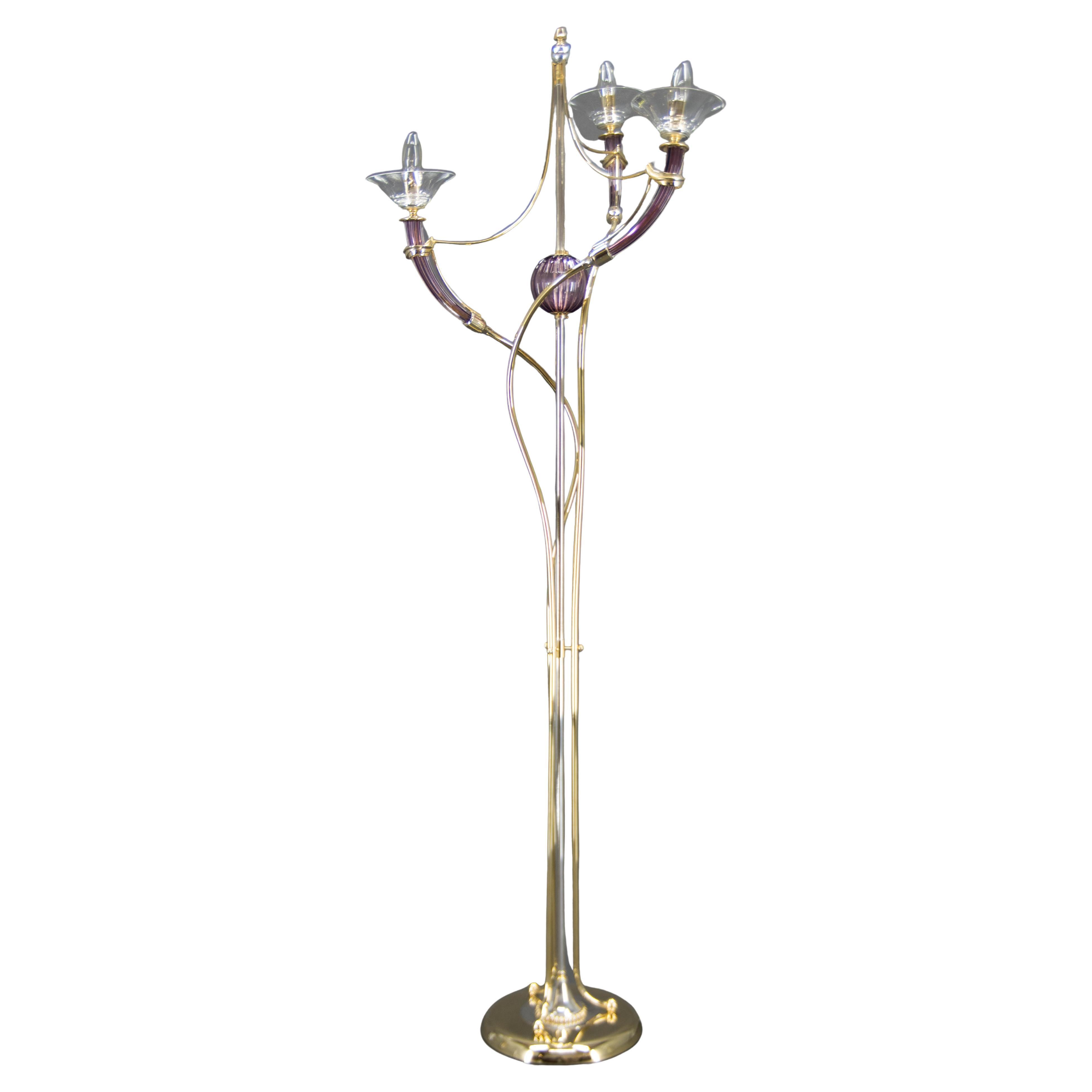 Floor Lamp Murano Glass Tiffany, Italy, 1980s