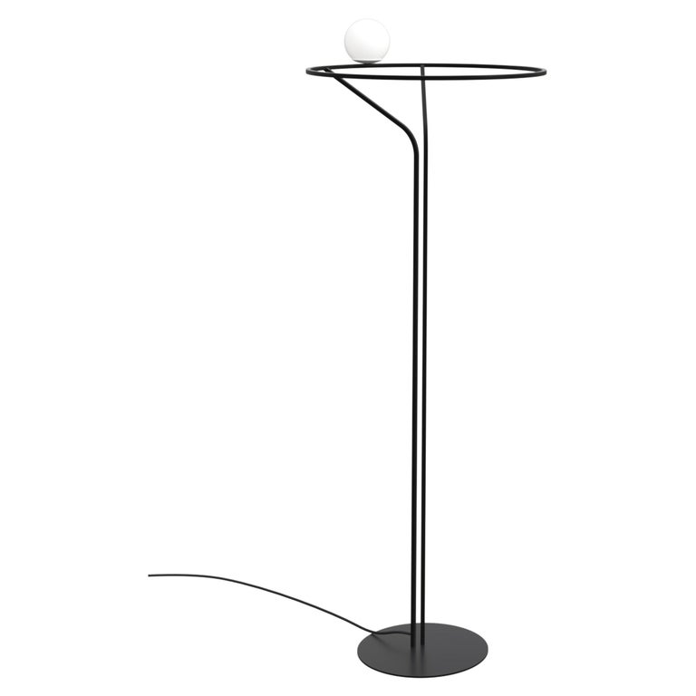 Contemporary floor Lamp "Na Linii", handcrafted with opal glass by SVITANOK For Sale