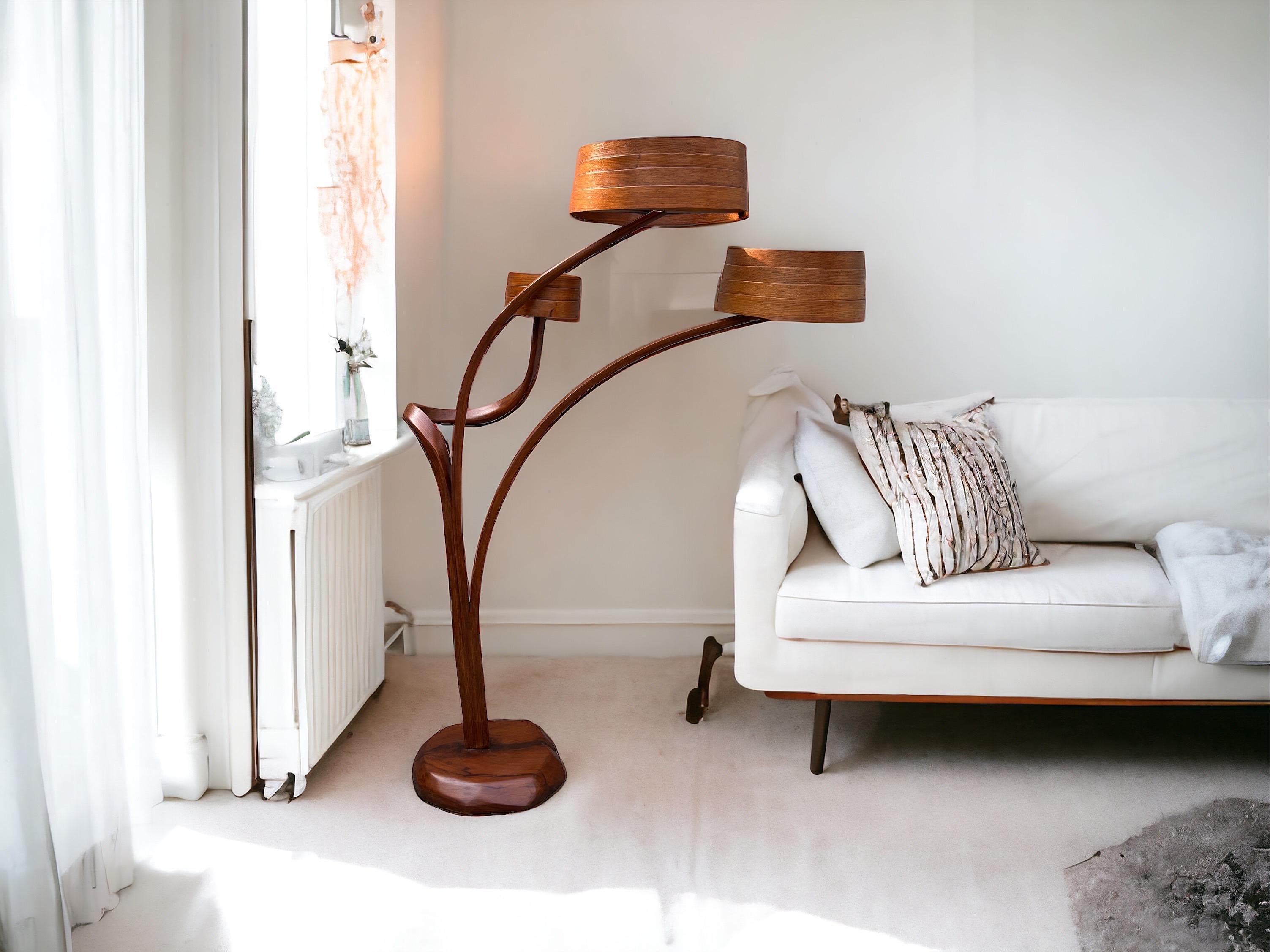 Organic Modern Floor Lamp No. 4 - Vrksa Series - Bent Ash Wood For Sale