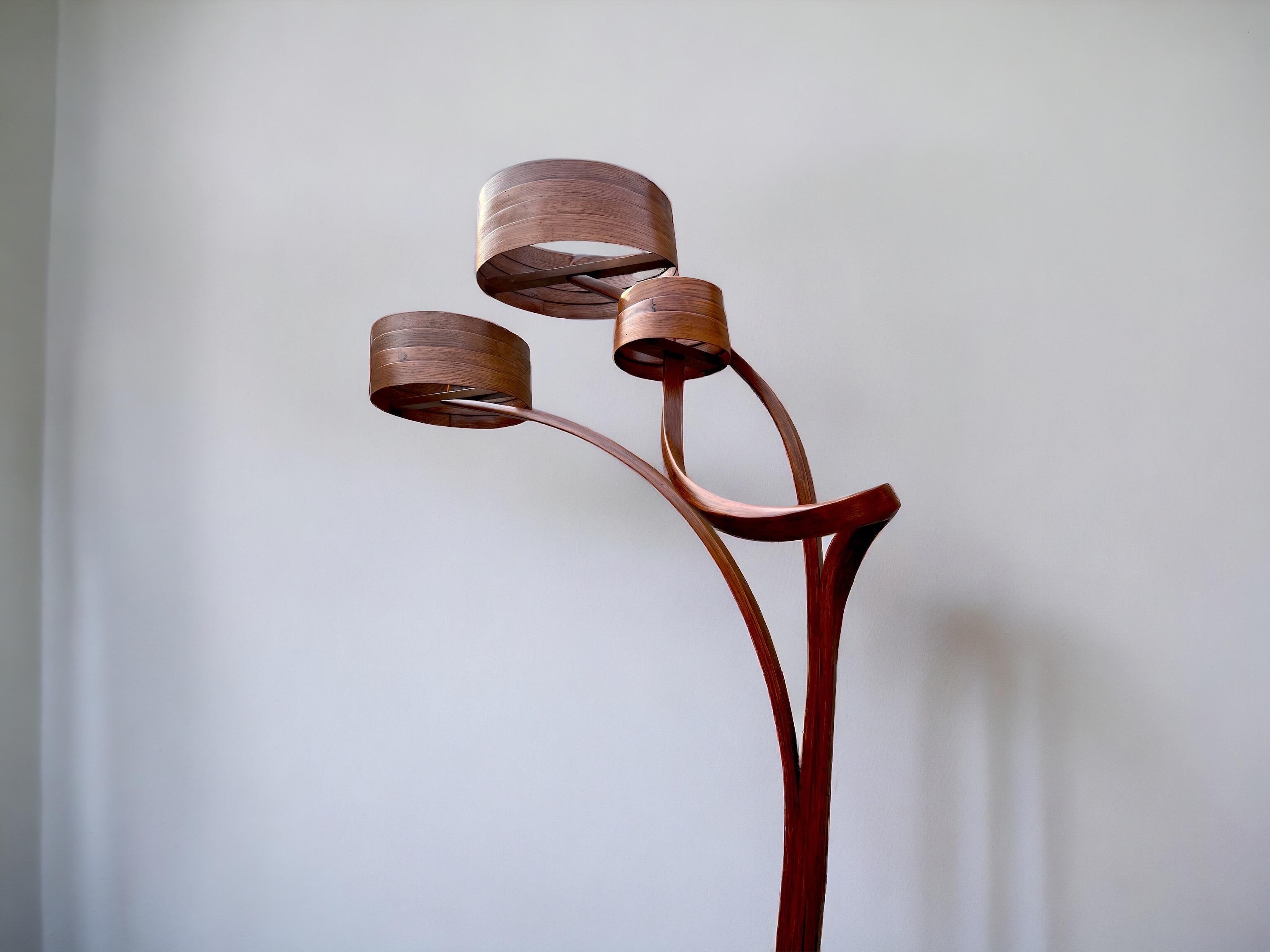 Woodwork Floor Lamp No. 4 - Vrksa Series - Bent Ash Wood For Sale