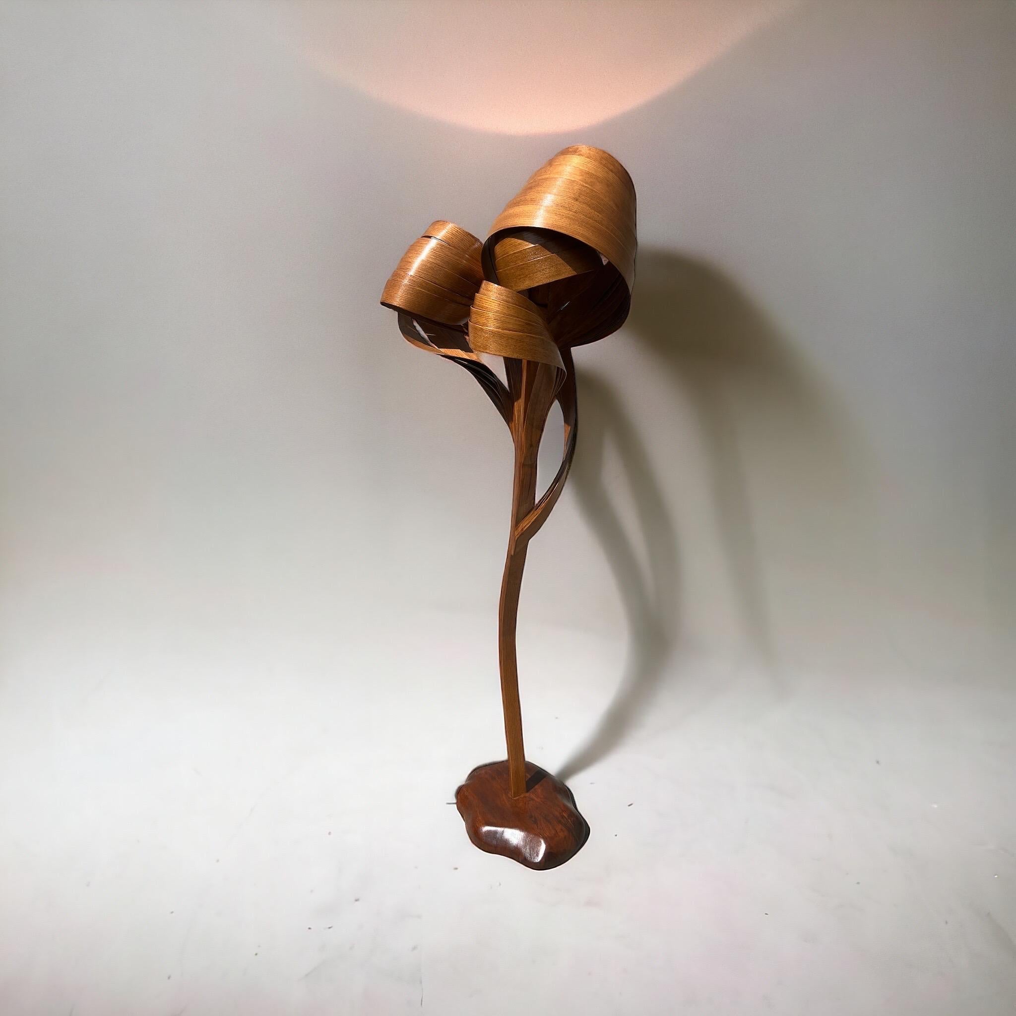 Organic Modern Floor Lamp No. 5 - Vrksa Series - Bent Wood Lamp in Ash Wood For Sale