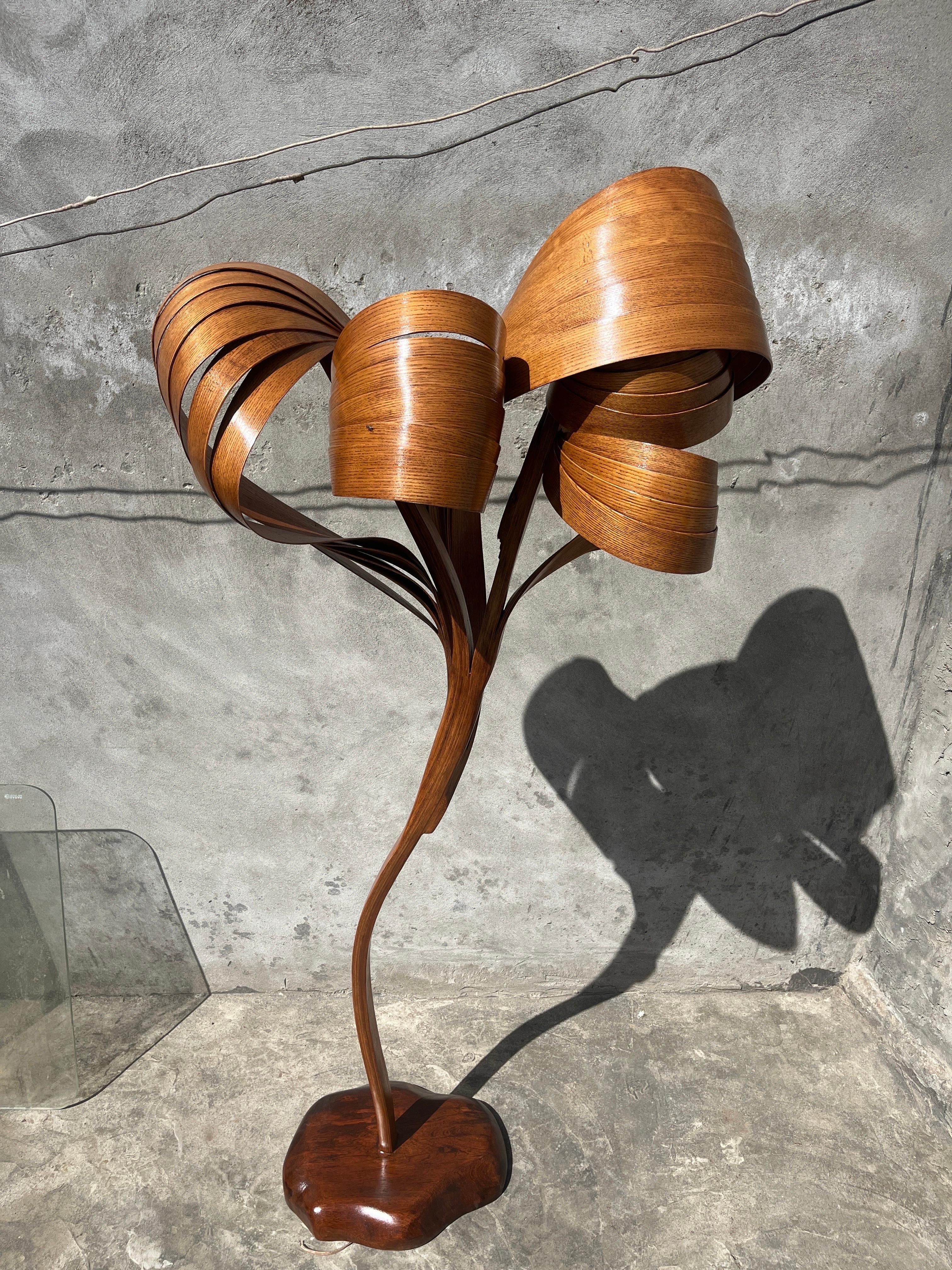 Asian Floor Lamp No. 5 - Vrksa Series - Bent Wood Lamp in Ash Wood For Sale