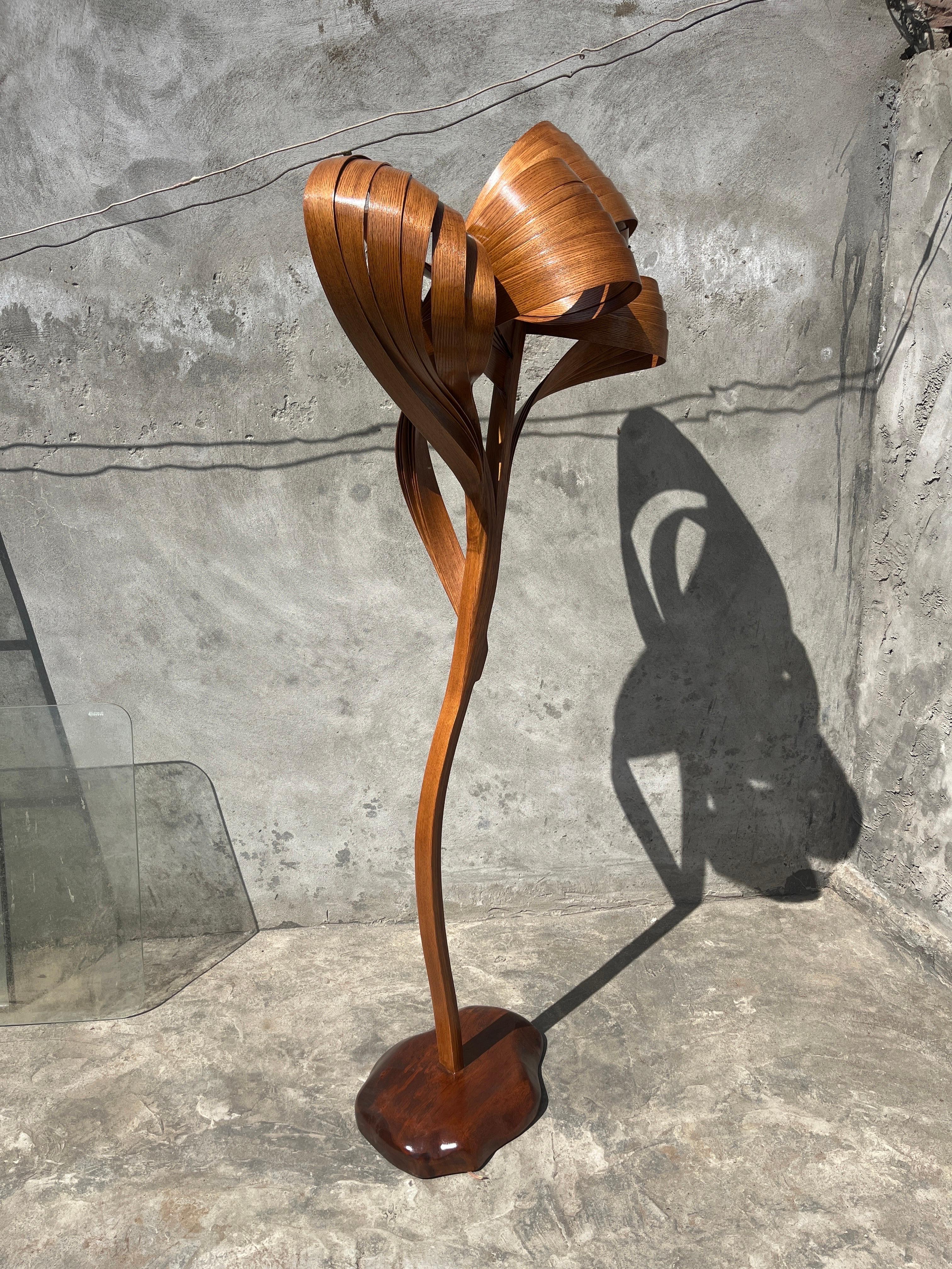 Woodwork Floor Lamp No. 5 - Vrksa Series - Bent Wood Lamp in Ash Wood For Sale