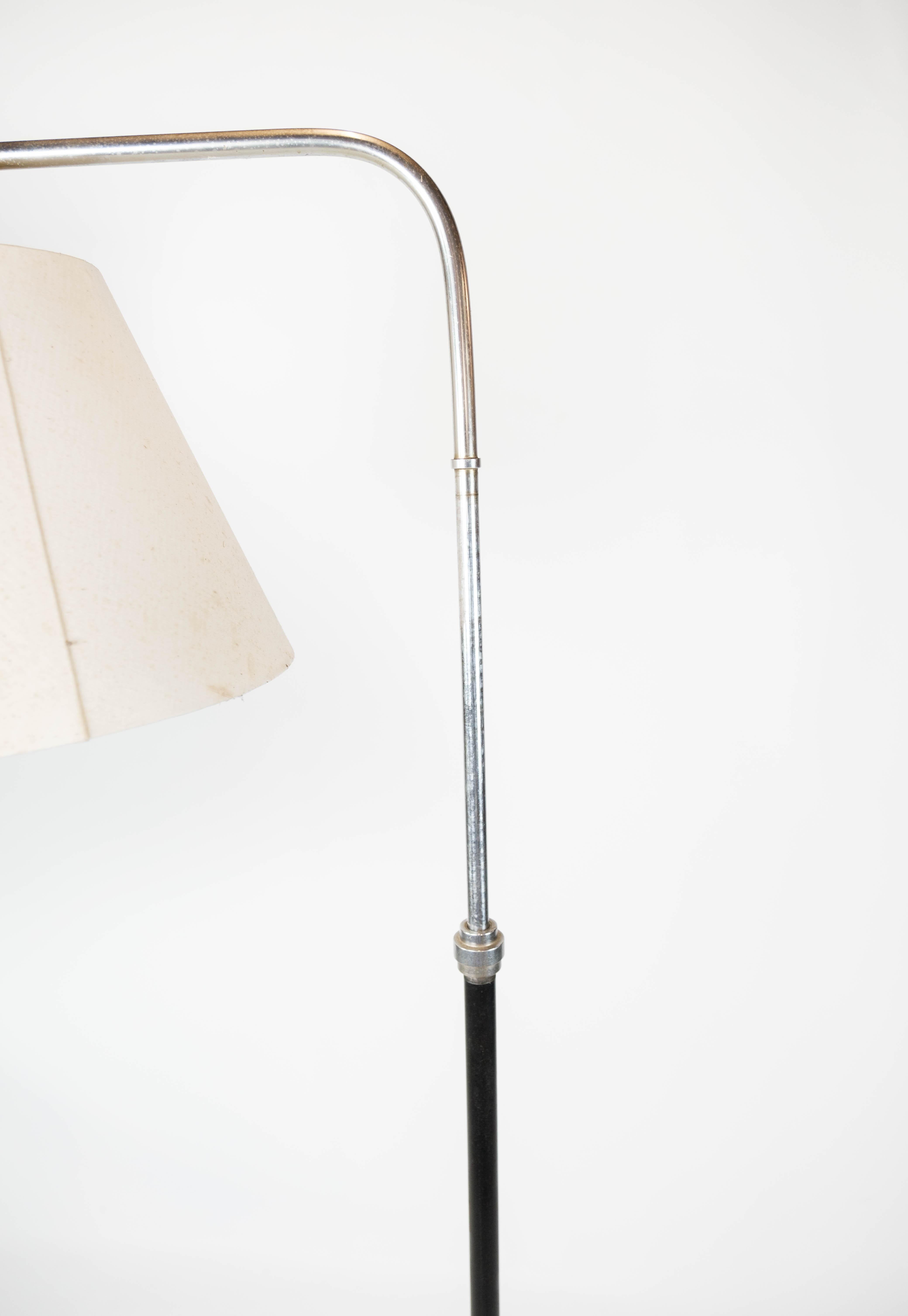Scandinavian Modern Floor Lamp of Chrome and Black Painted Metal of Danish Design, 1970s For Sale