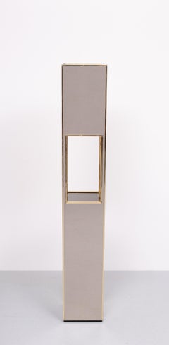 Floor lamp Pedestal Bronze Mirror Hollywood Regency 1970s