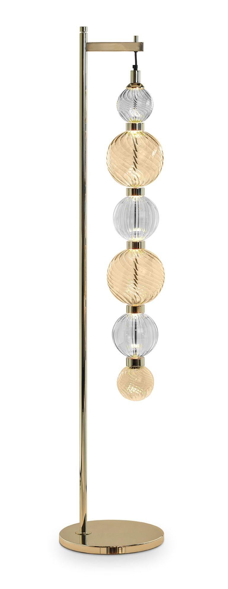 Stehlampe Poliert Champagner oder Chrom Finish Murano Glas Kugeln anpassbar (Italienisch) im Angebot