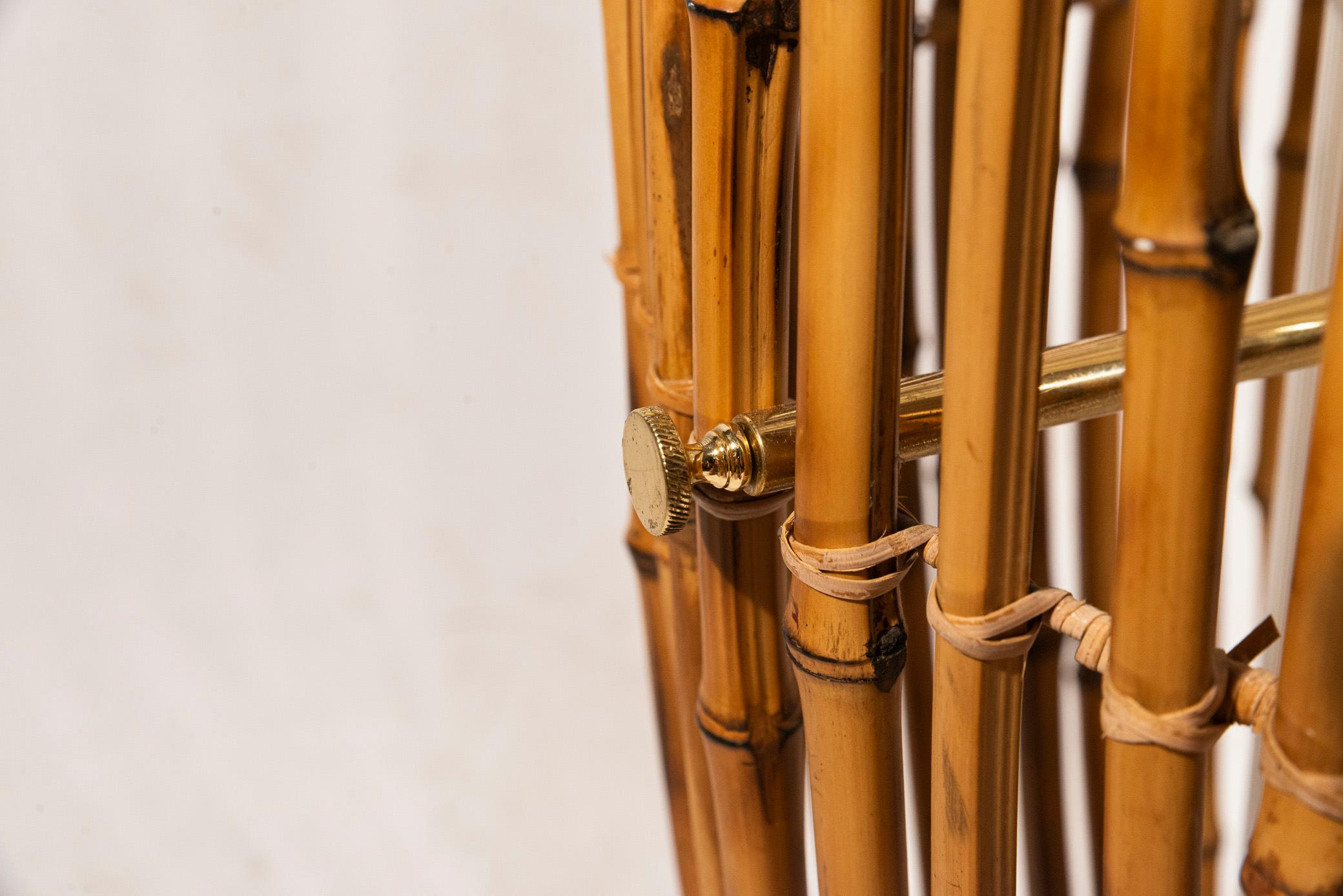 French Floor Lamp, Rattan, circa 1950, France