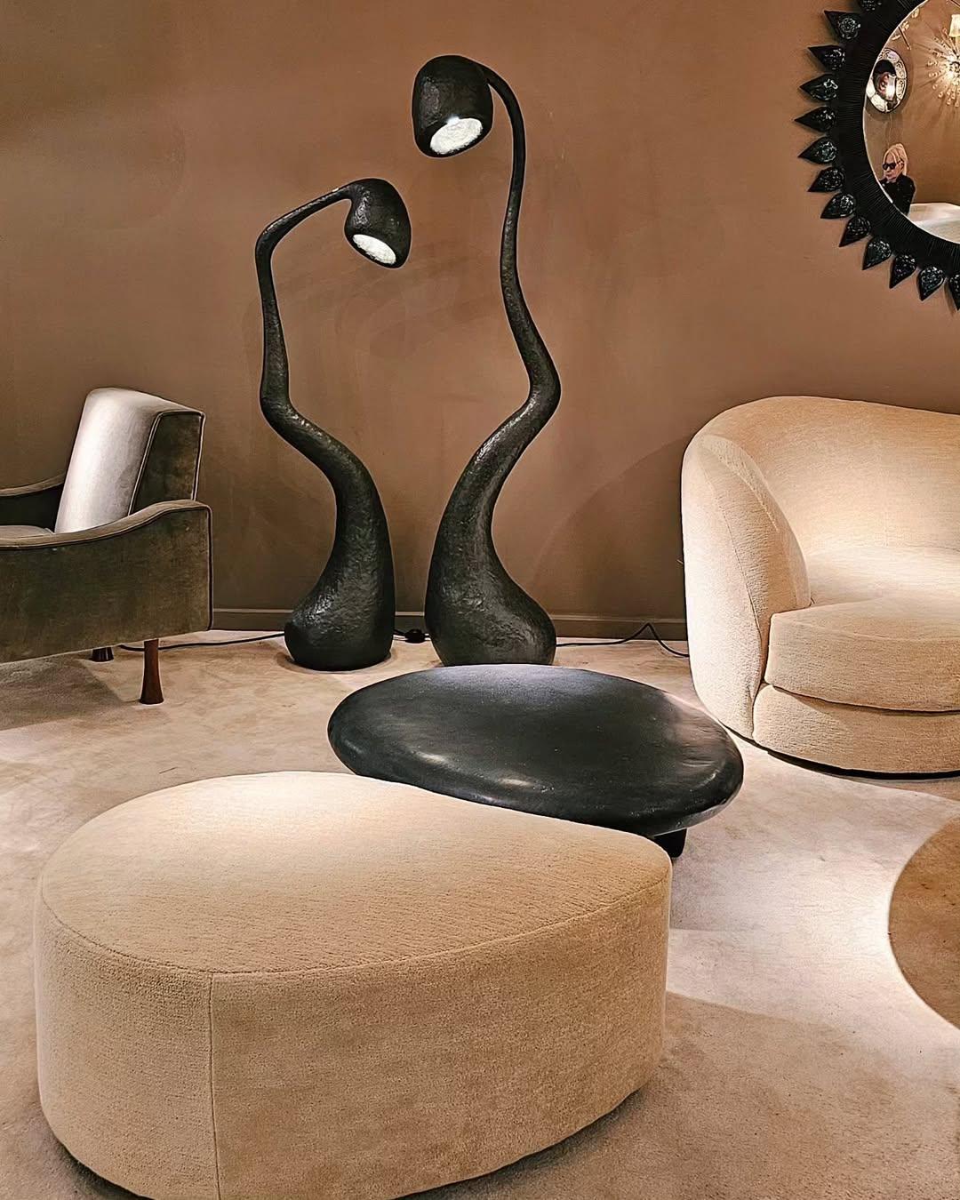 Lampadaire ROSTKI, Noir, Organic Bionic Design, Papier recyclé, Fait main en vente 8