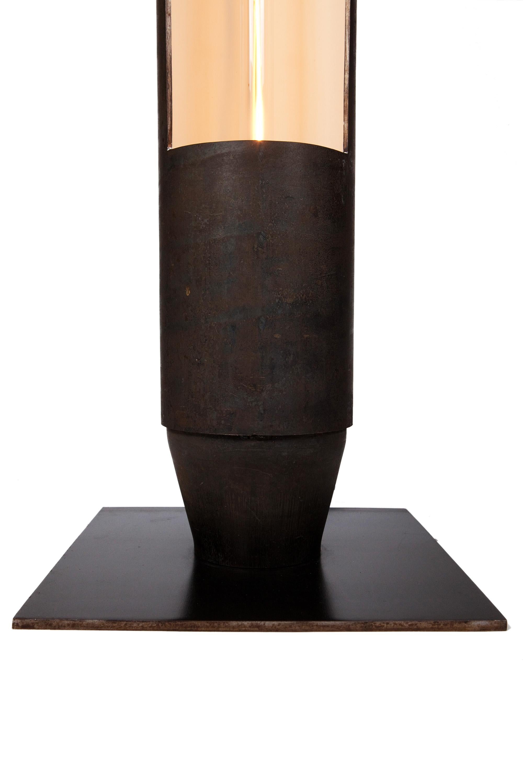 Belgian Floor Lamp Rough Steel Created by Atelier Boucquet For Sale