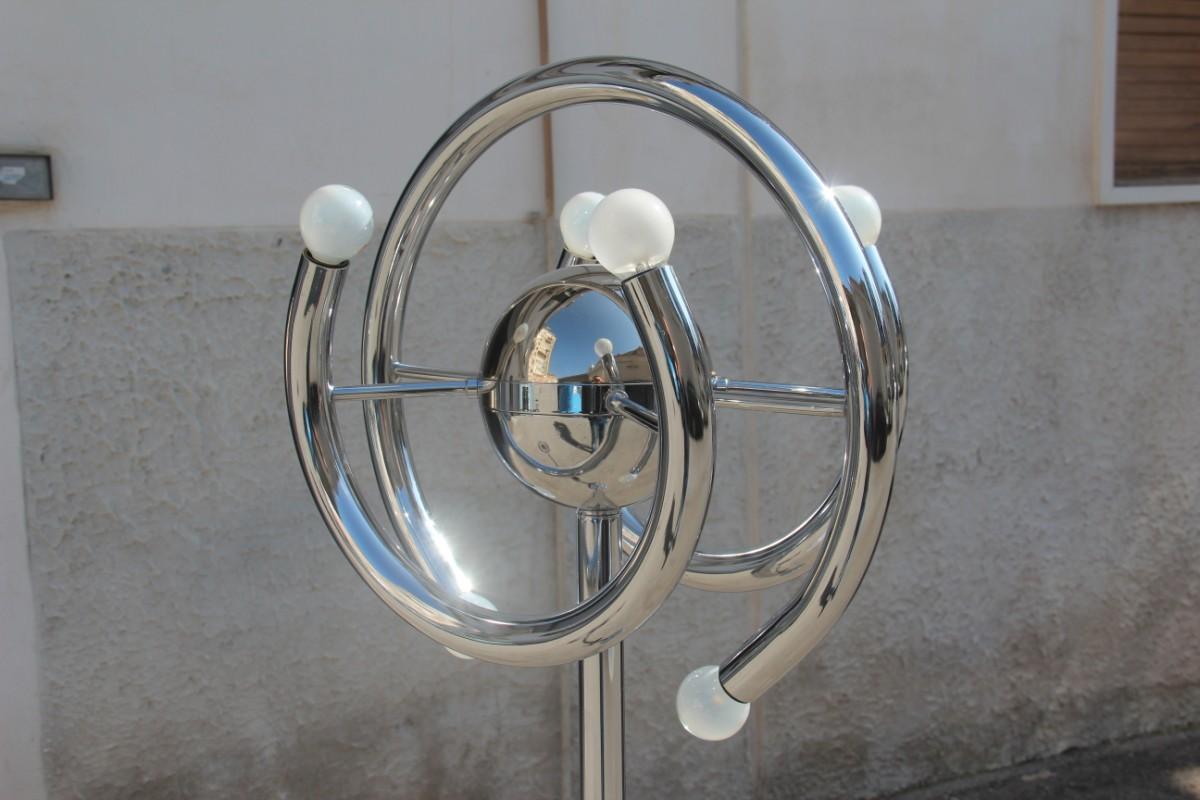 Late 20th Century Floor Lamp Sciolari Design Italian 1970s Chrome Minimalist Sculptural Design For Sale