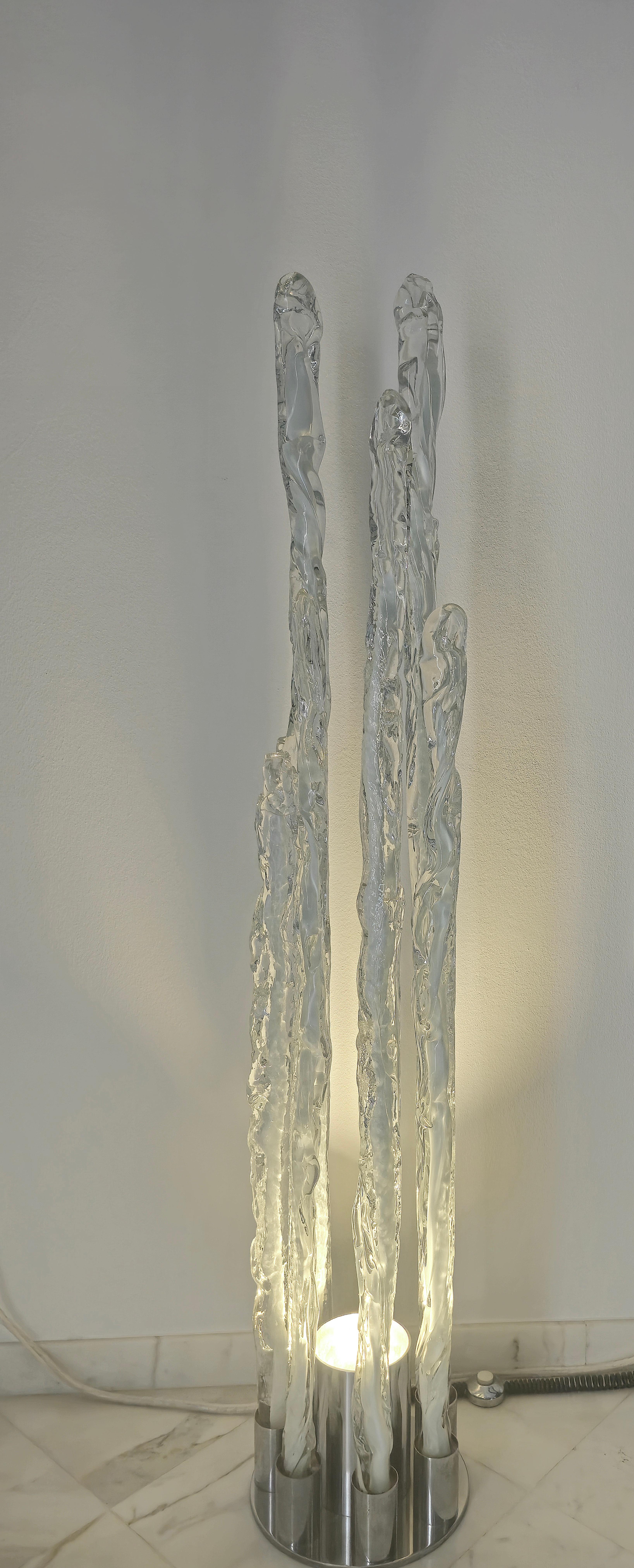 Mid-Century Modern  Floor Lamp Sculptural Murano Glass Ettore Fantasia Gino Poli for Sothis 1970s For Sale